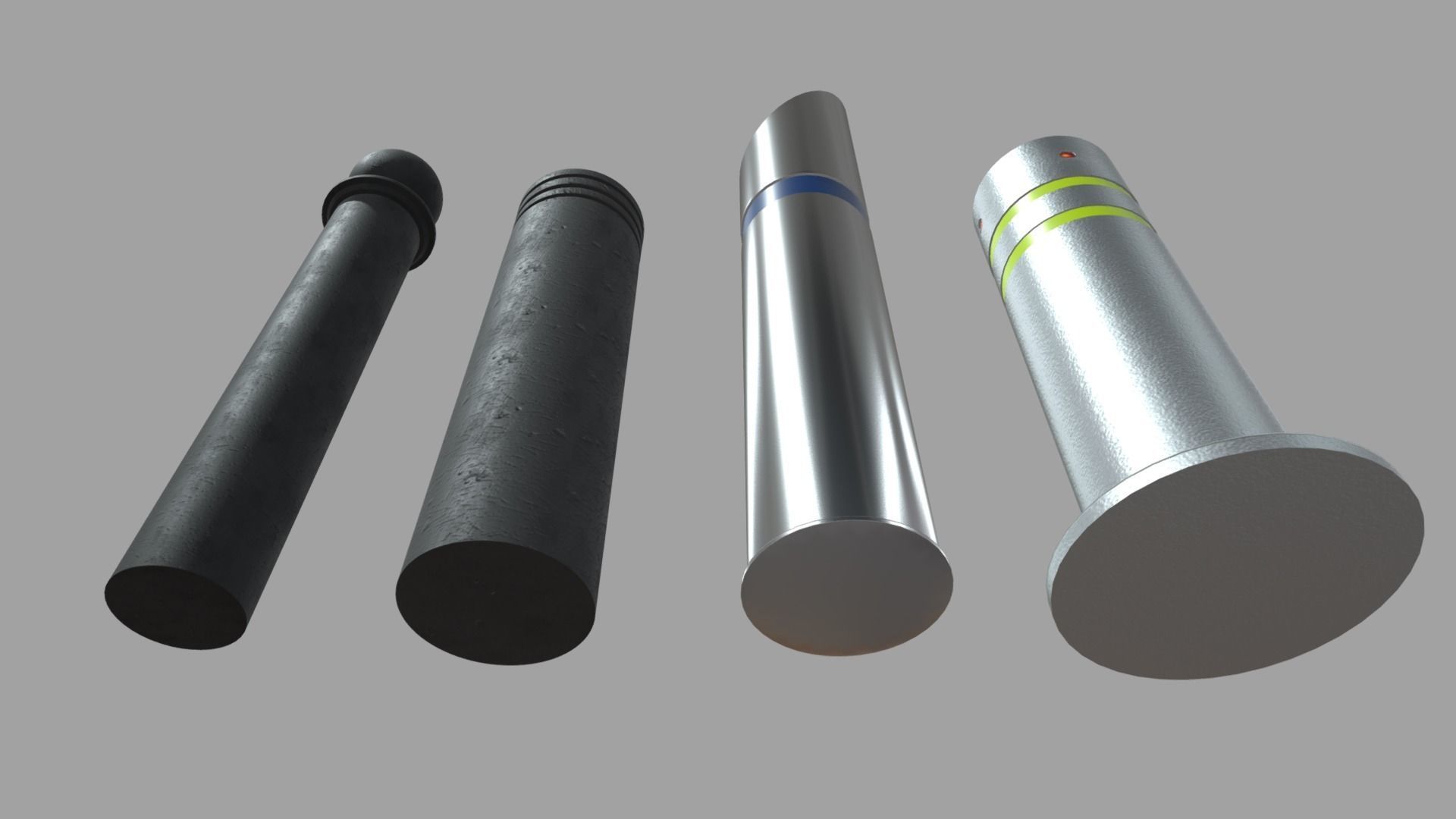 Bollards 07 08 09 010 Low-poly 3D model_1