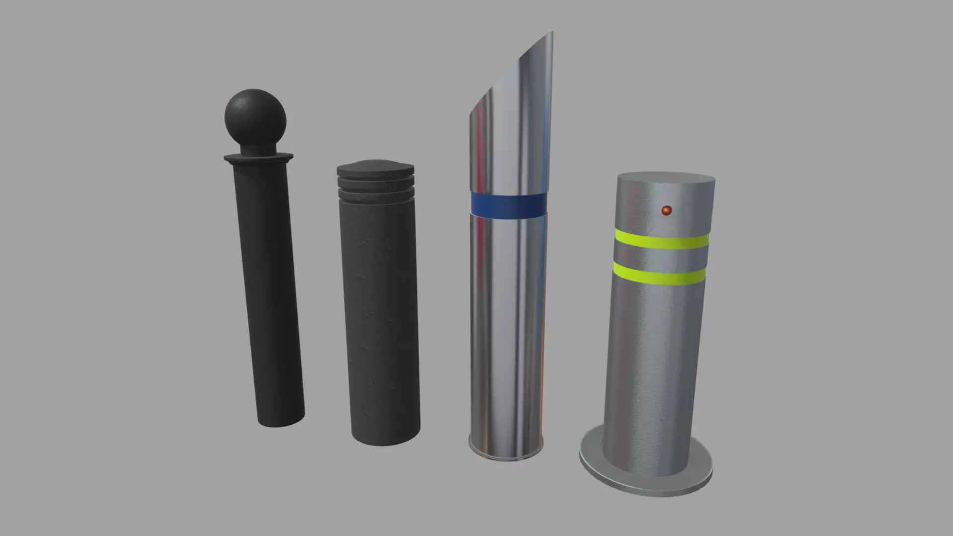 Bollards 07 08 09 010 Low-poly 3D model_0