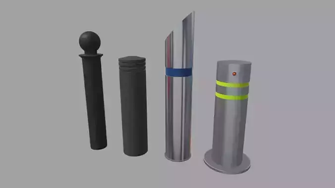 Bollards 07 08 09 010 Low-poly 3D model