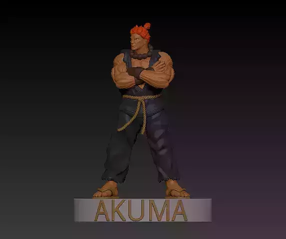 AKUMA street fighter character with hair