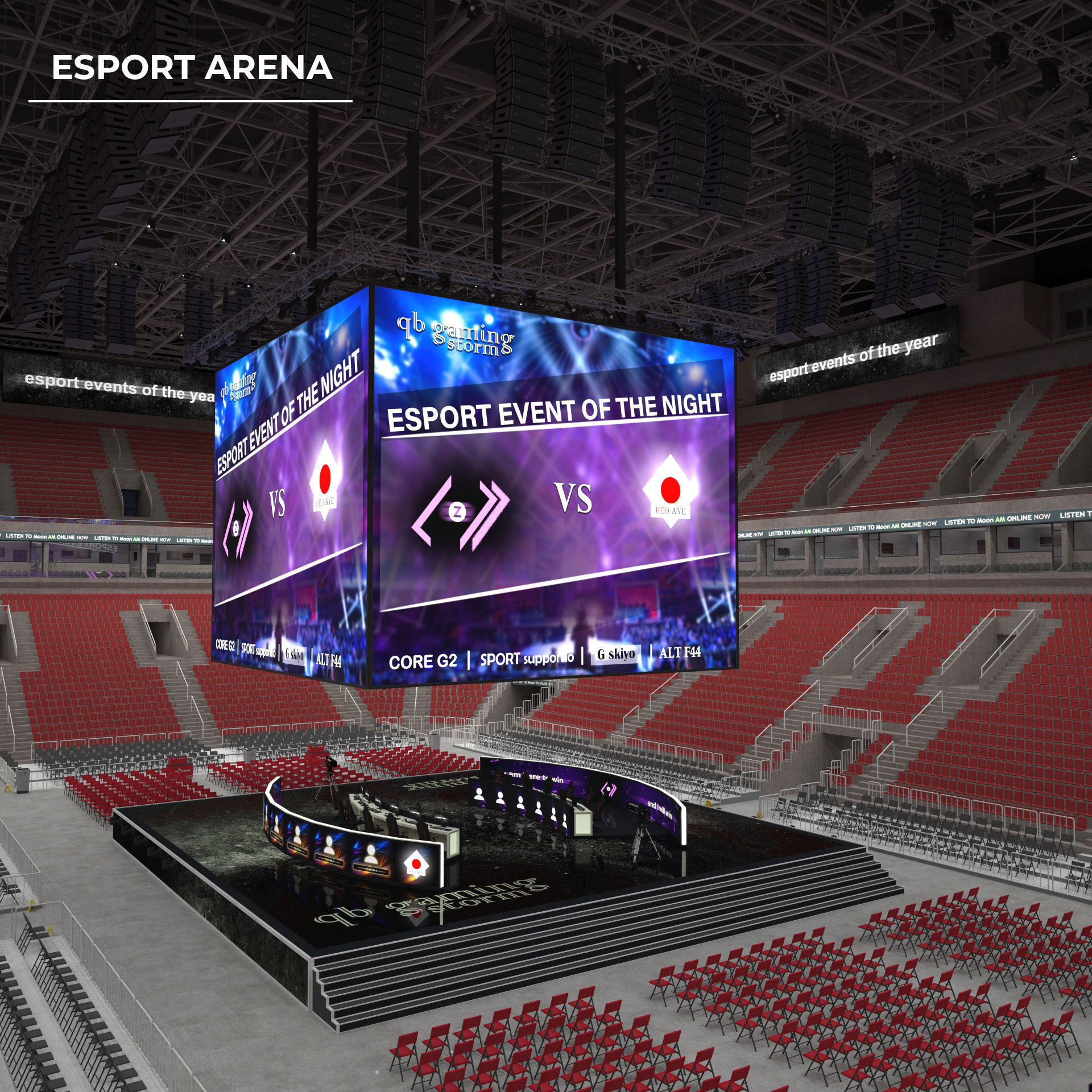 Esport event arena - interior - low poly AR VR Low-poly 3D model_2