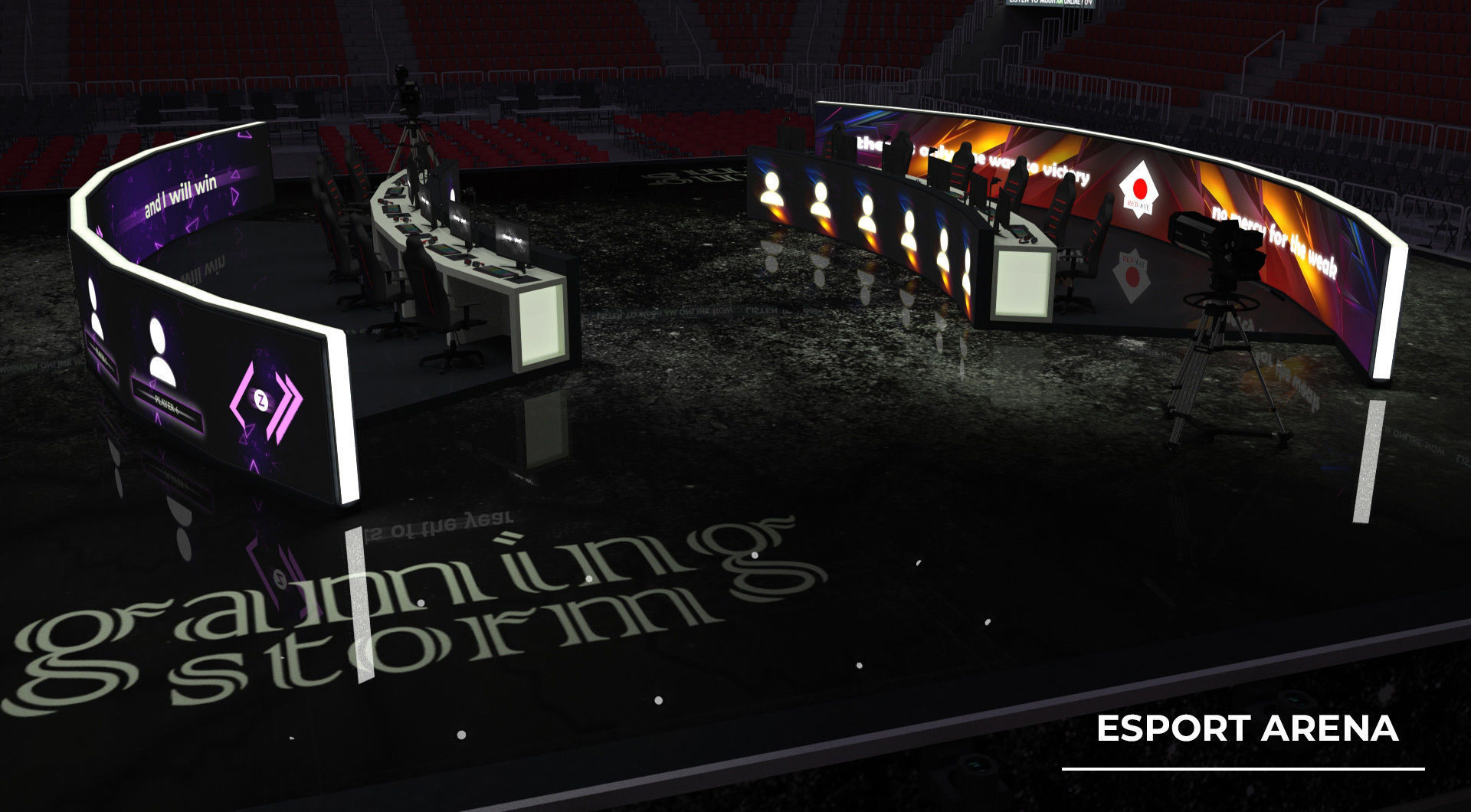 Esport event arena - interior - low poly AR VR Low-poly 3D model_7