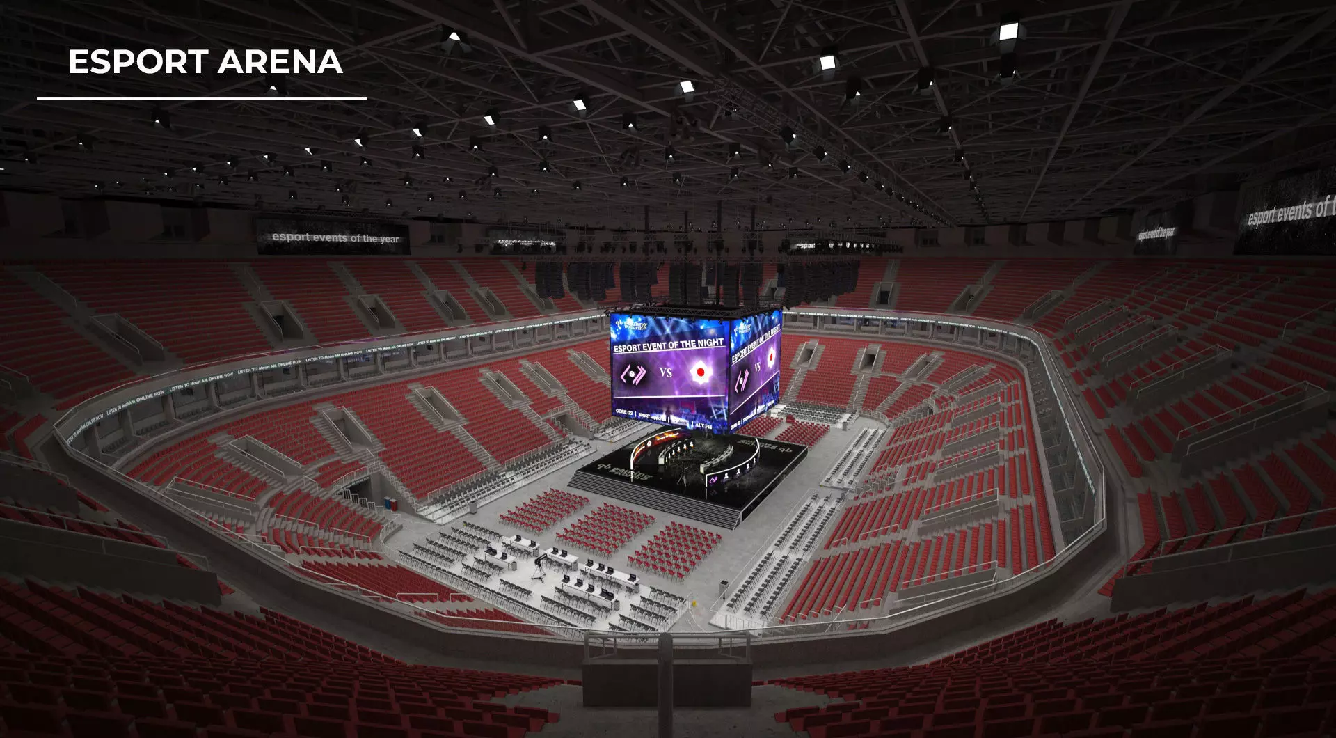 Esport event arena - interior - low poly AR VR Low-poly 3D model_0