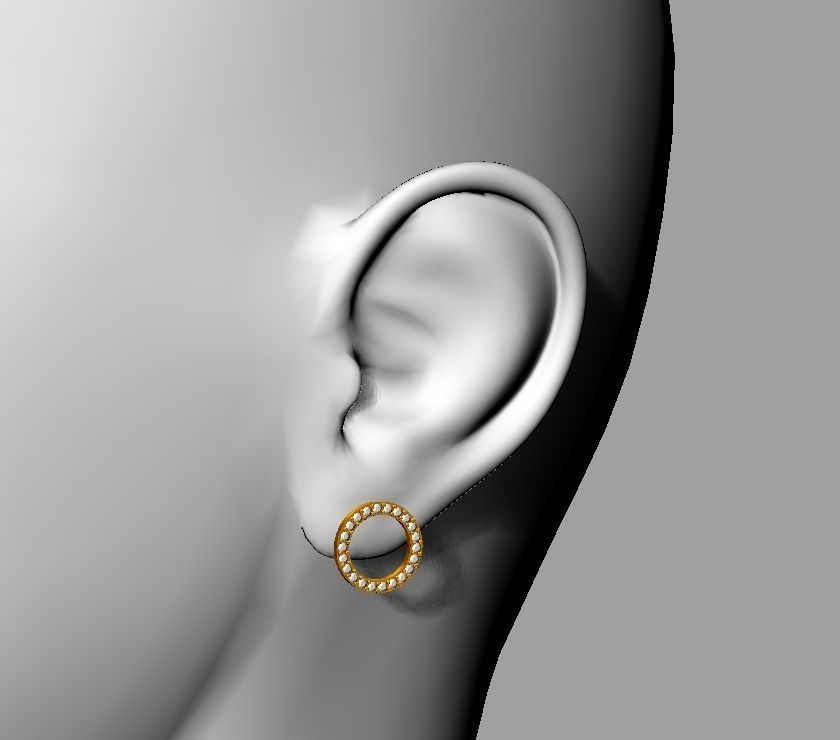 Round Diamond Earrings 3D print model_2