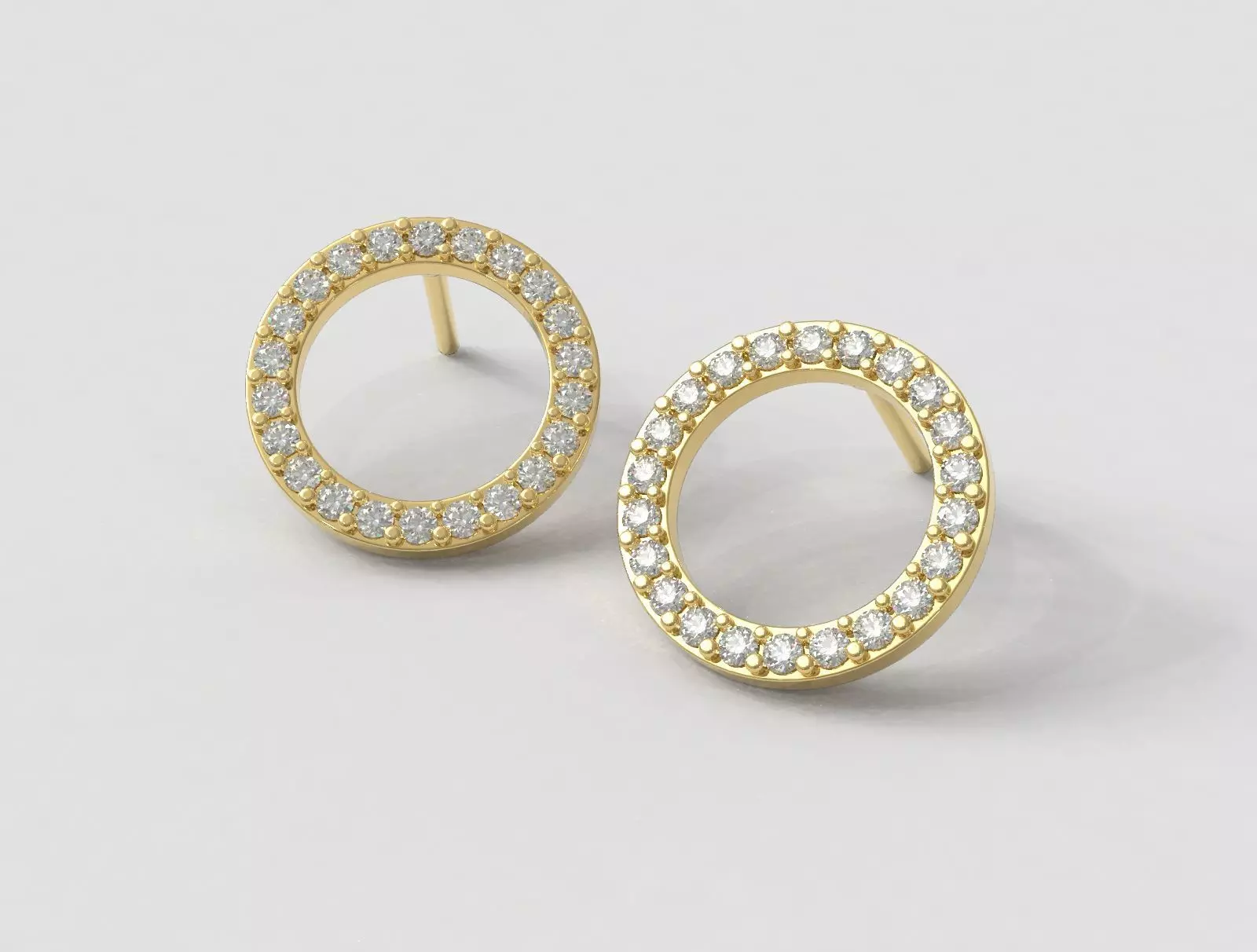 Round Diamond Earrings 3D print model_0