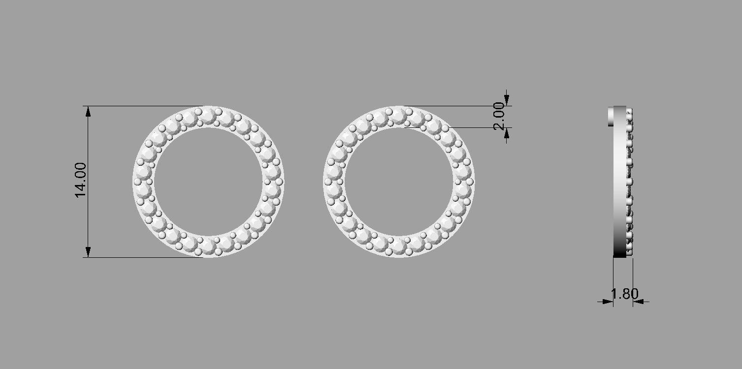 Round Diamond Earrings 3D print model_3