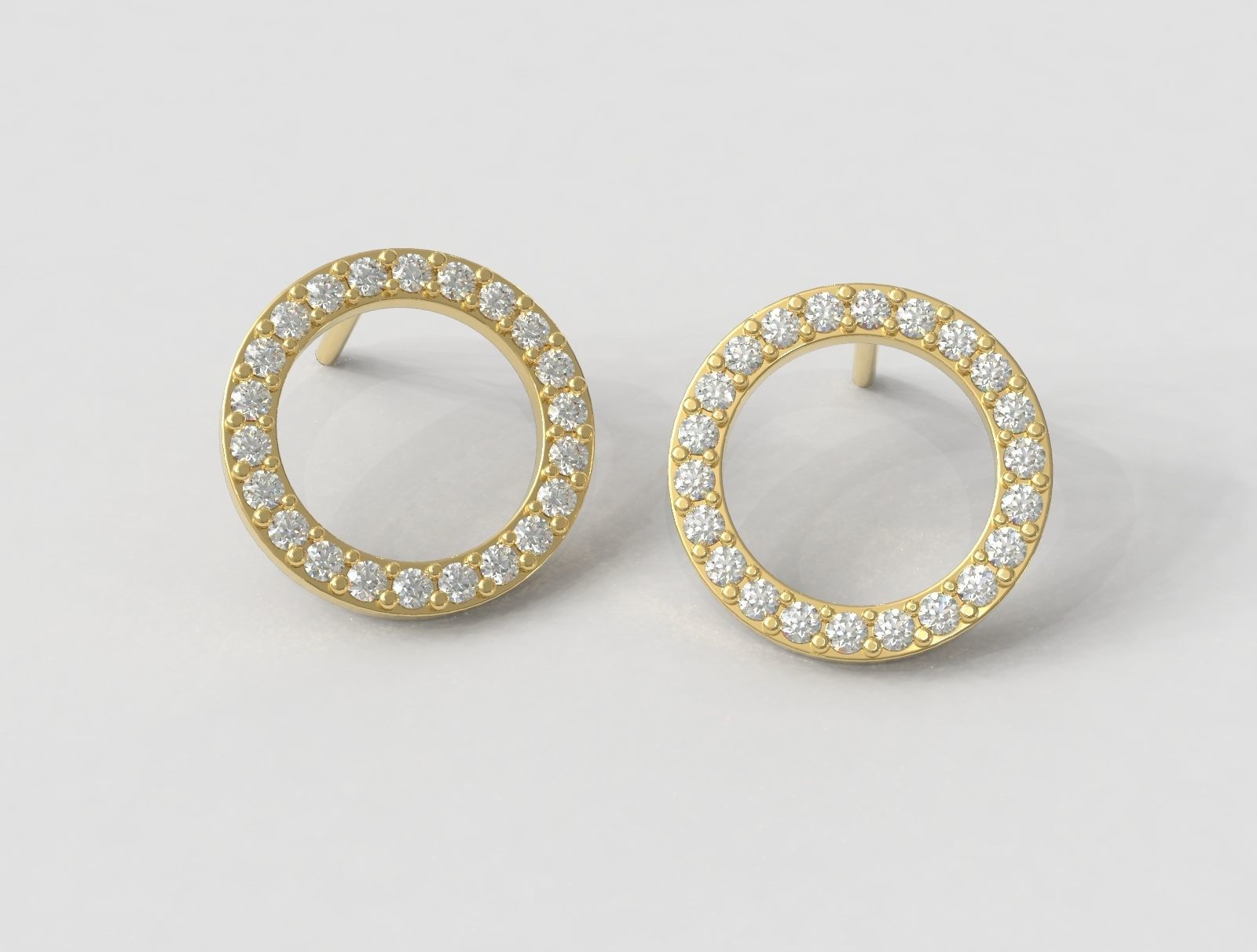 Round Diamond Earrings 3D print model_1