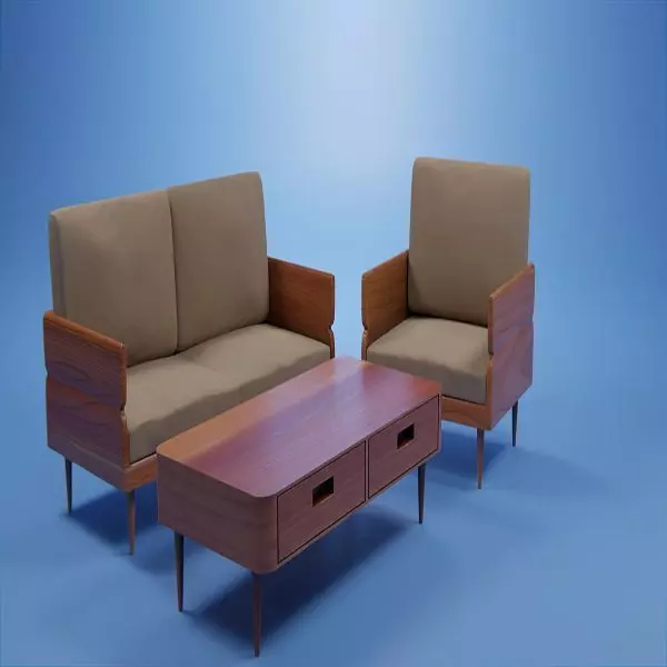 Set Wooden Furniture 7 3D model