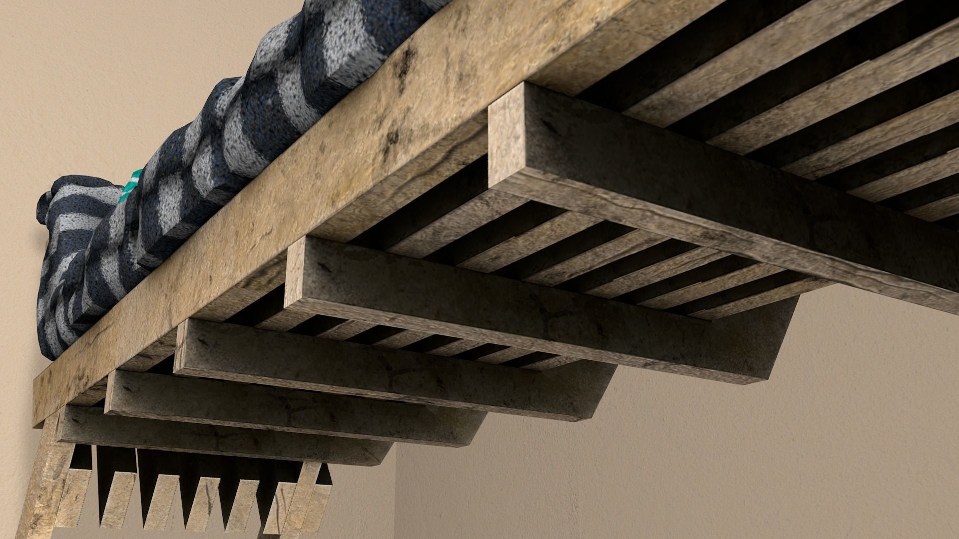 Sofas bed made from wooden pallets Low-poly 3D model_15