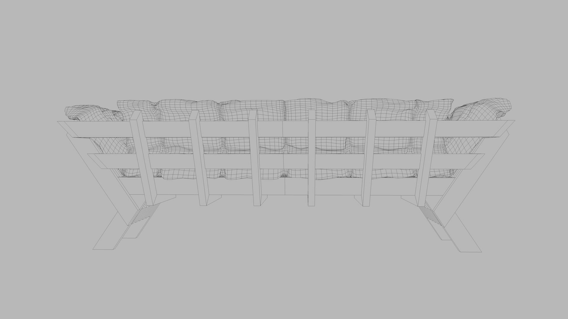 Sofas bed made from wooden pallets Low-poly 3D model_34