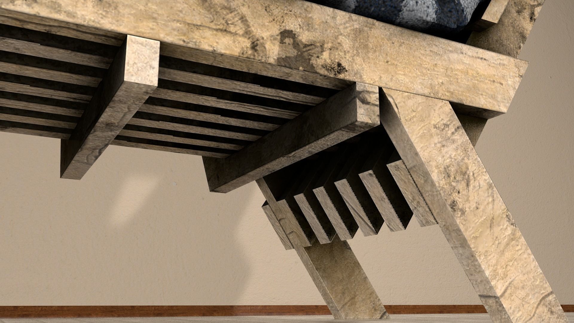 Sofas bed made from wooden pallets Low-poly 3D model_17