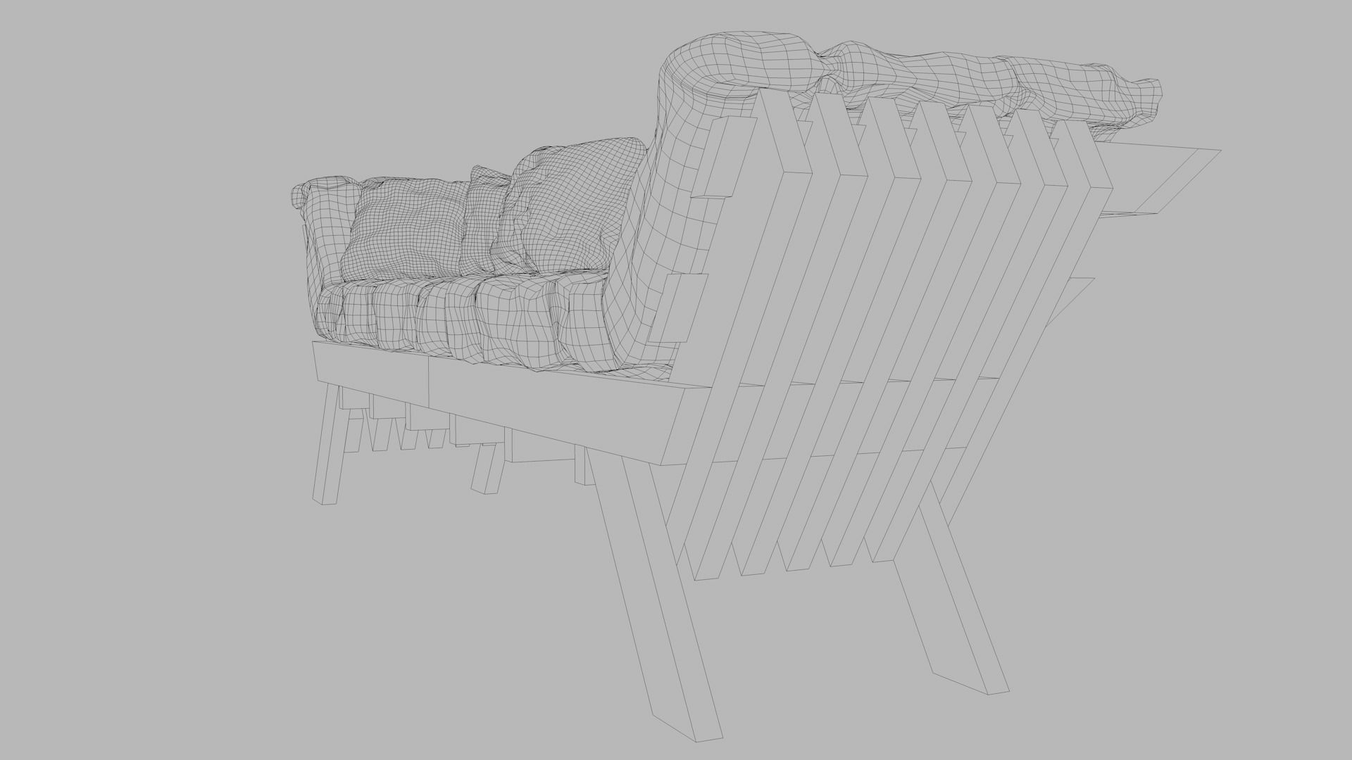 Sofas bed made from wooden pallets Low-poly 3D model_4