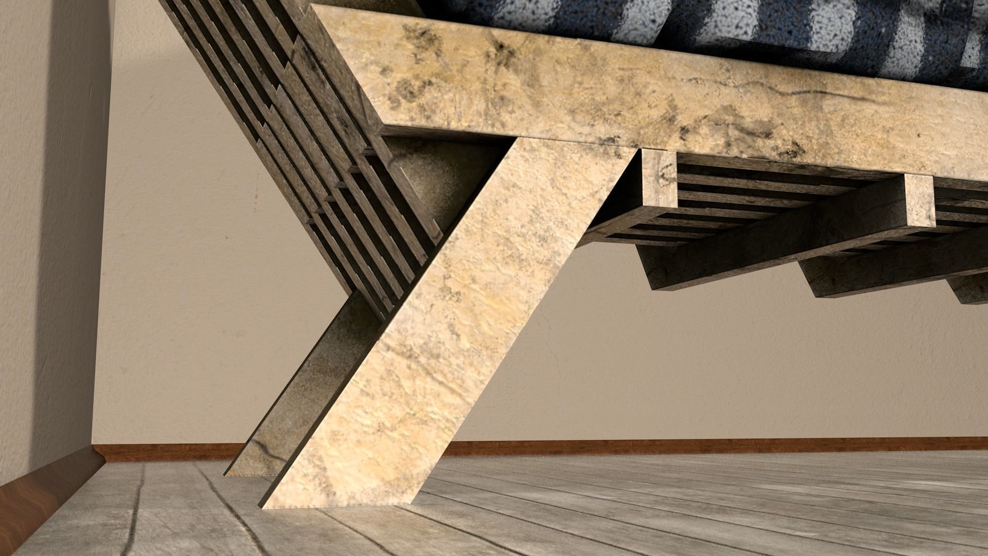 Sofas bed made from wooden pallets Low-poly 3D model_19