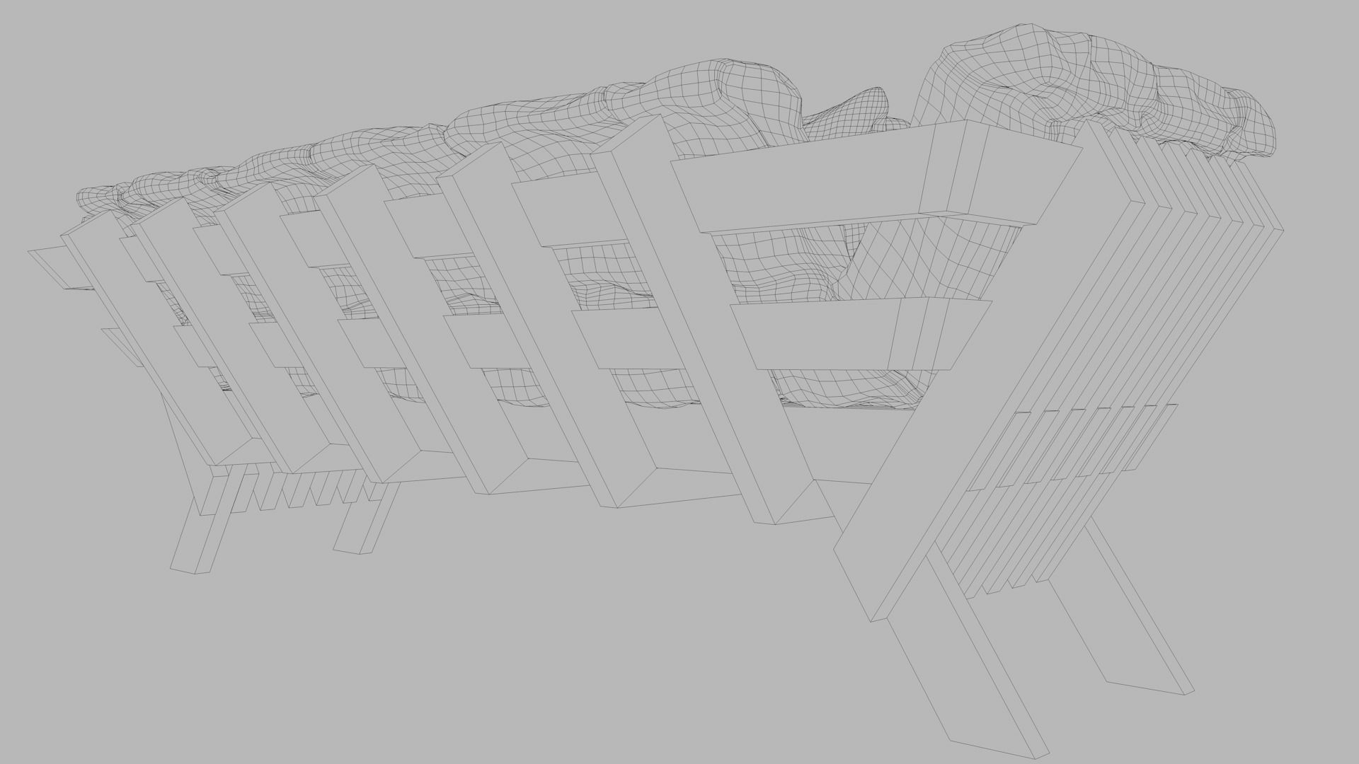 Sofas bed made from wooden pallets Low-poly 3D model_26