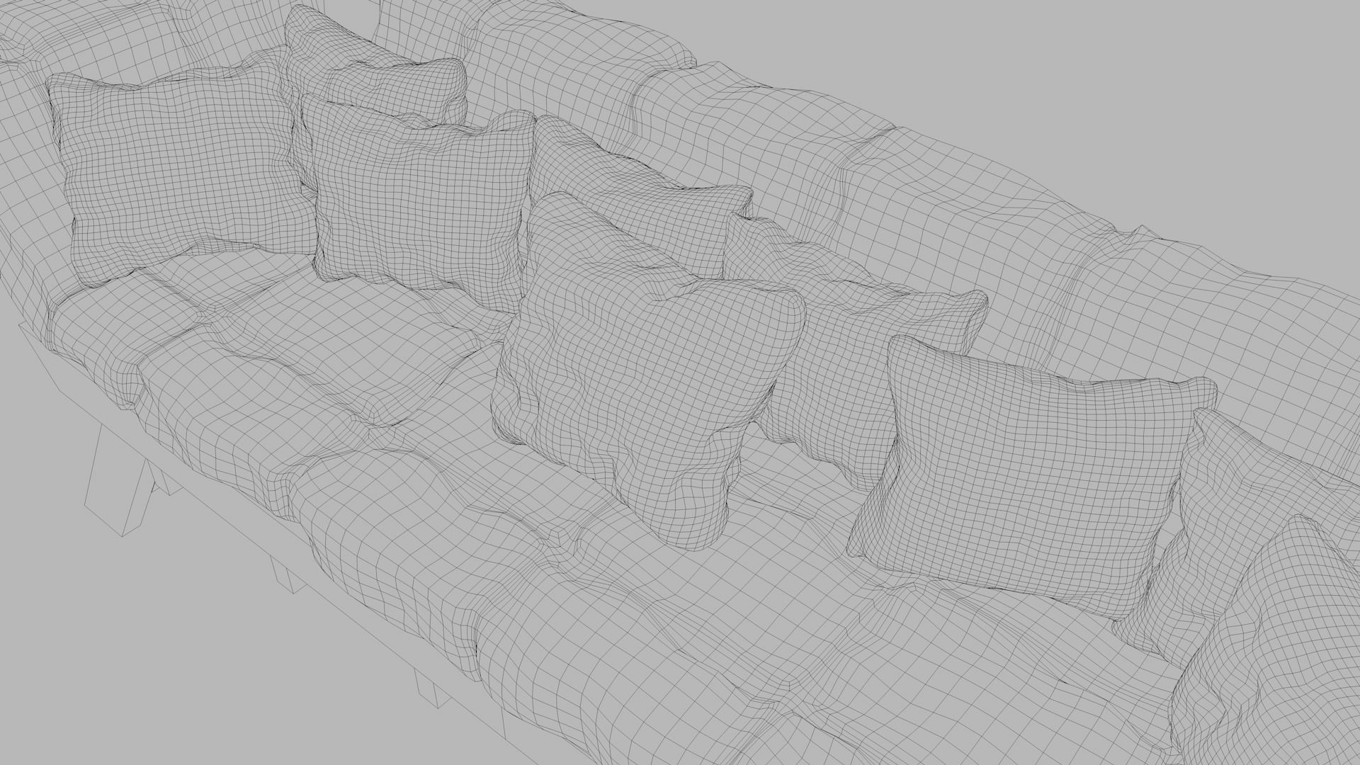 Sofas bed made from wooden pallets Low-poly 3D model_8