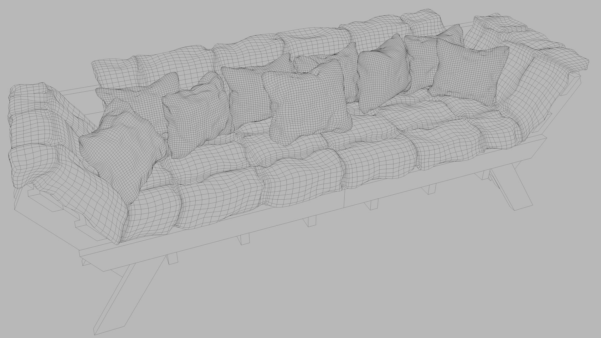 Sofas bed made from wooden pallets Low-poly 3D model_6
