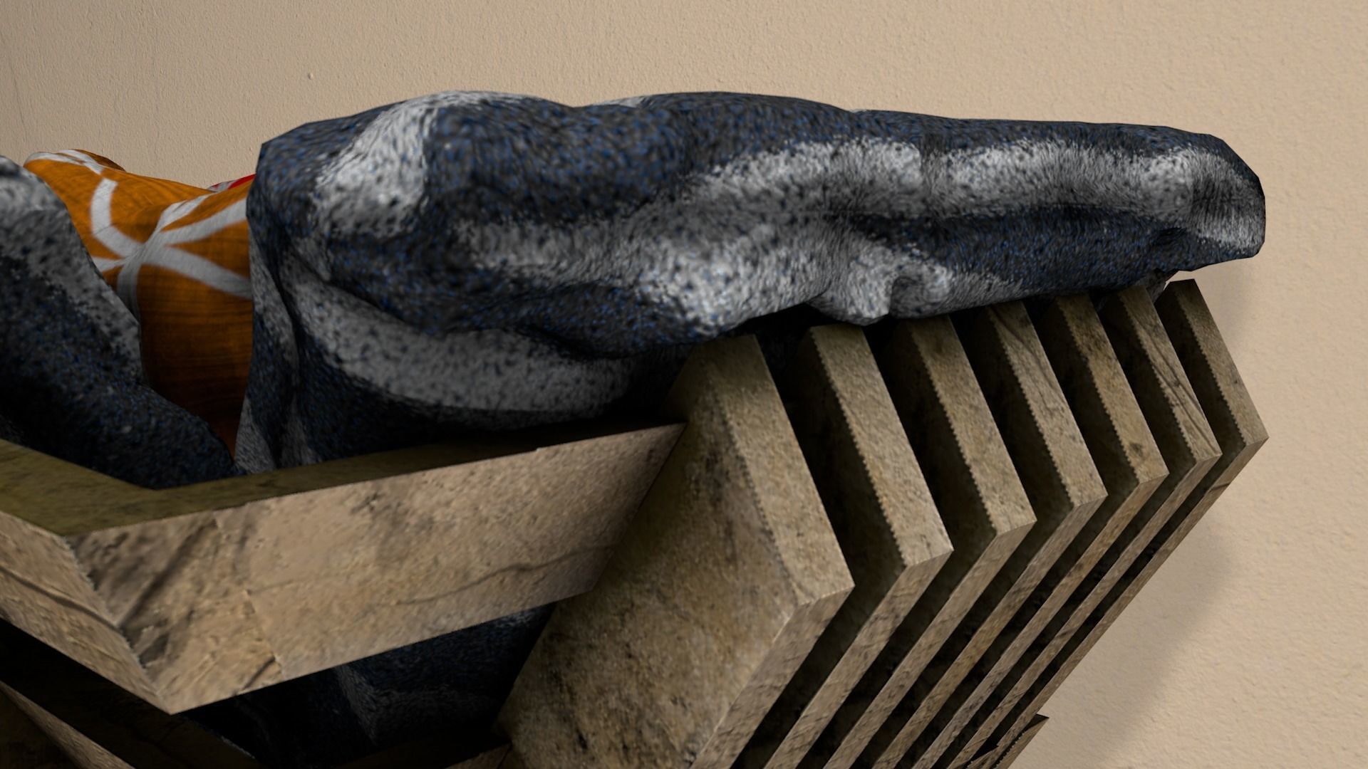 Sofas bed made from wooden pallets Low-poly 3D model_39