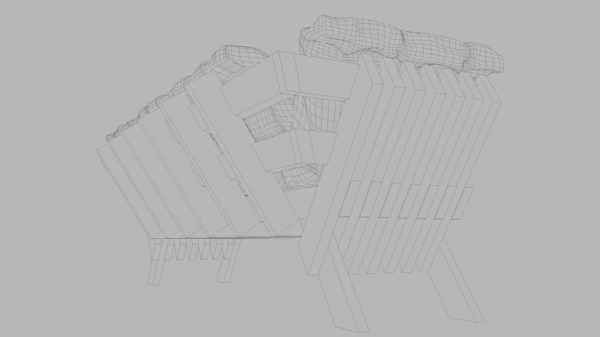 Sofas bed made from wooden pallets Low-poly 3D model_32