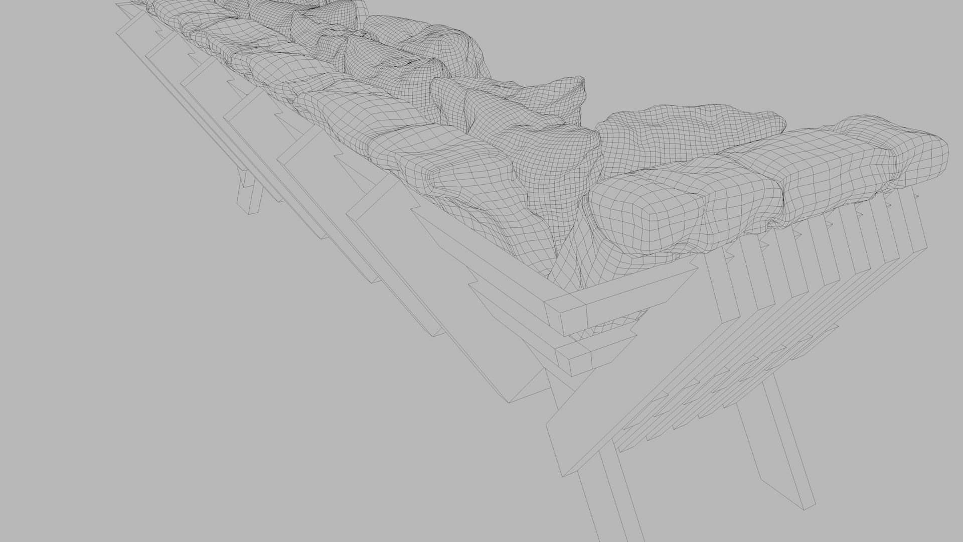 Sofas bed made from wooden pallets Low-poly 3D model_30