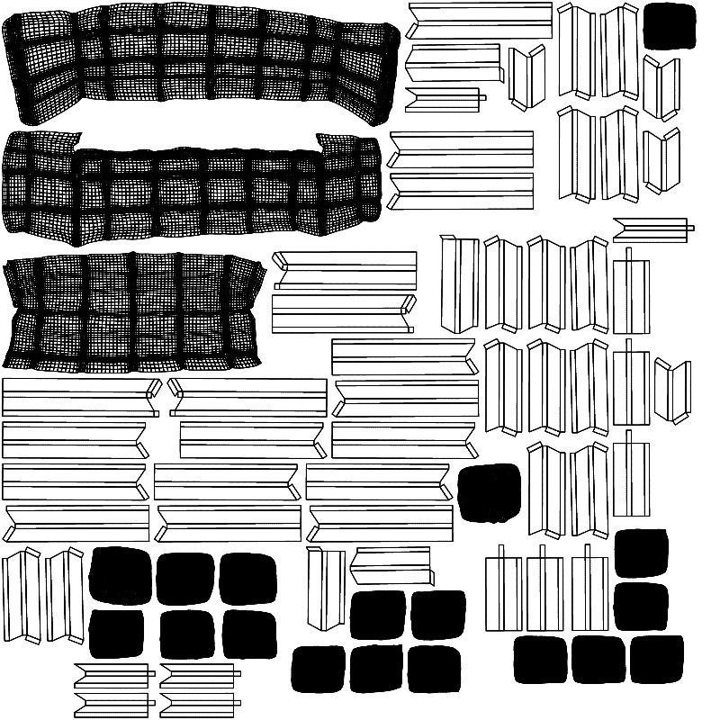 Sofas bed made from wooden pallets Low-poly 3D model_43
