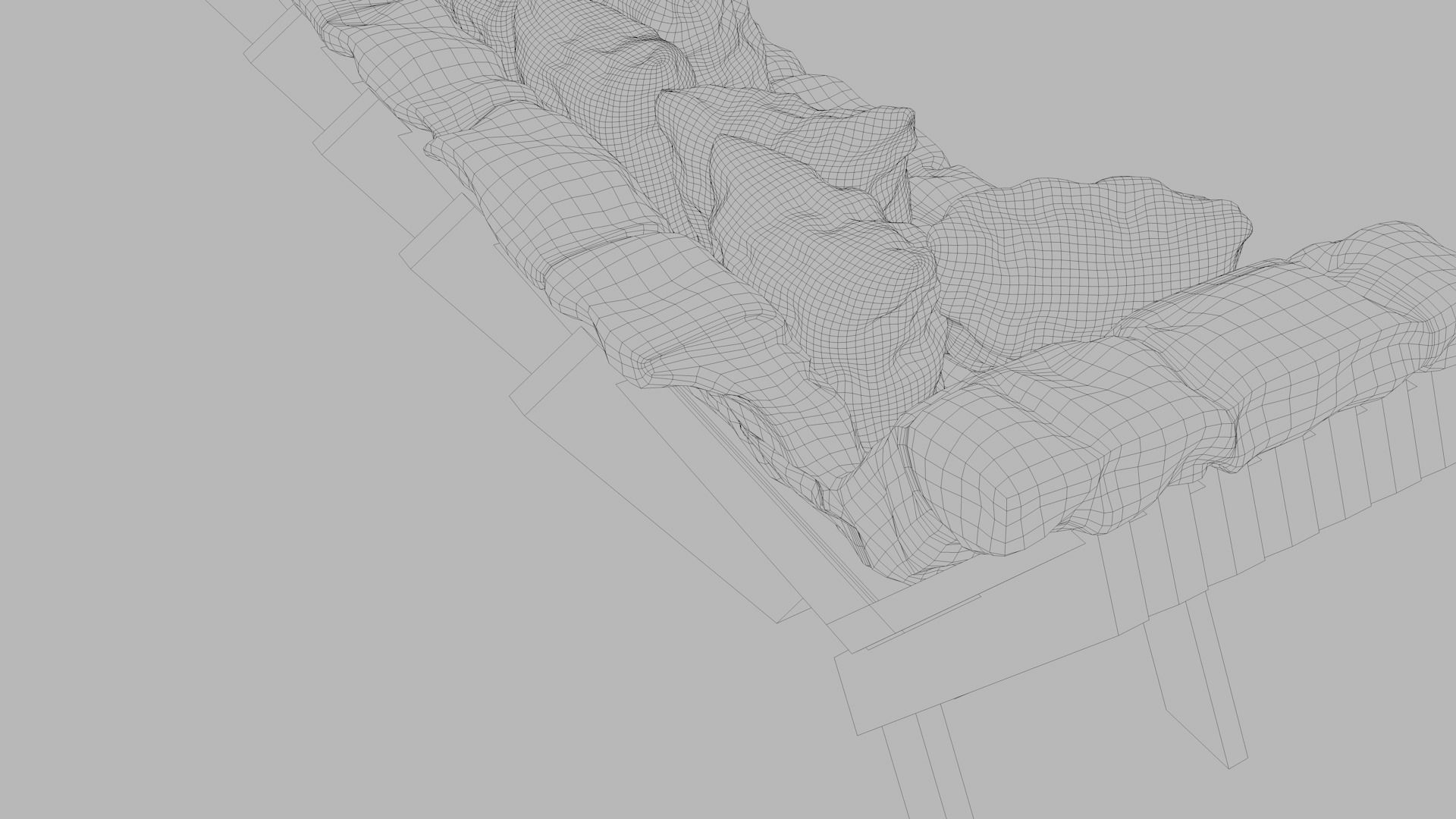 Sofas bed made from wooden pallets Low-poly 3D model_42