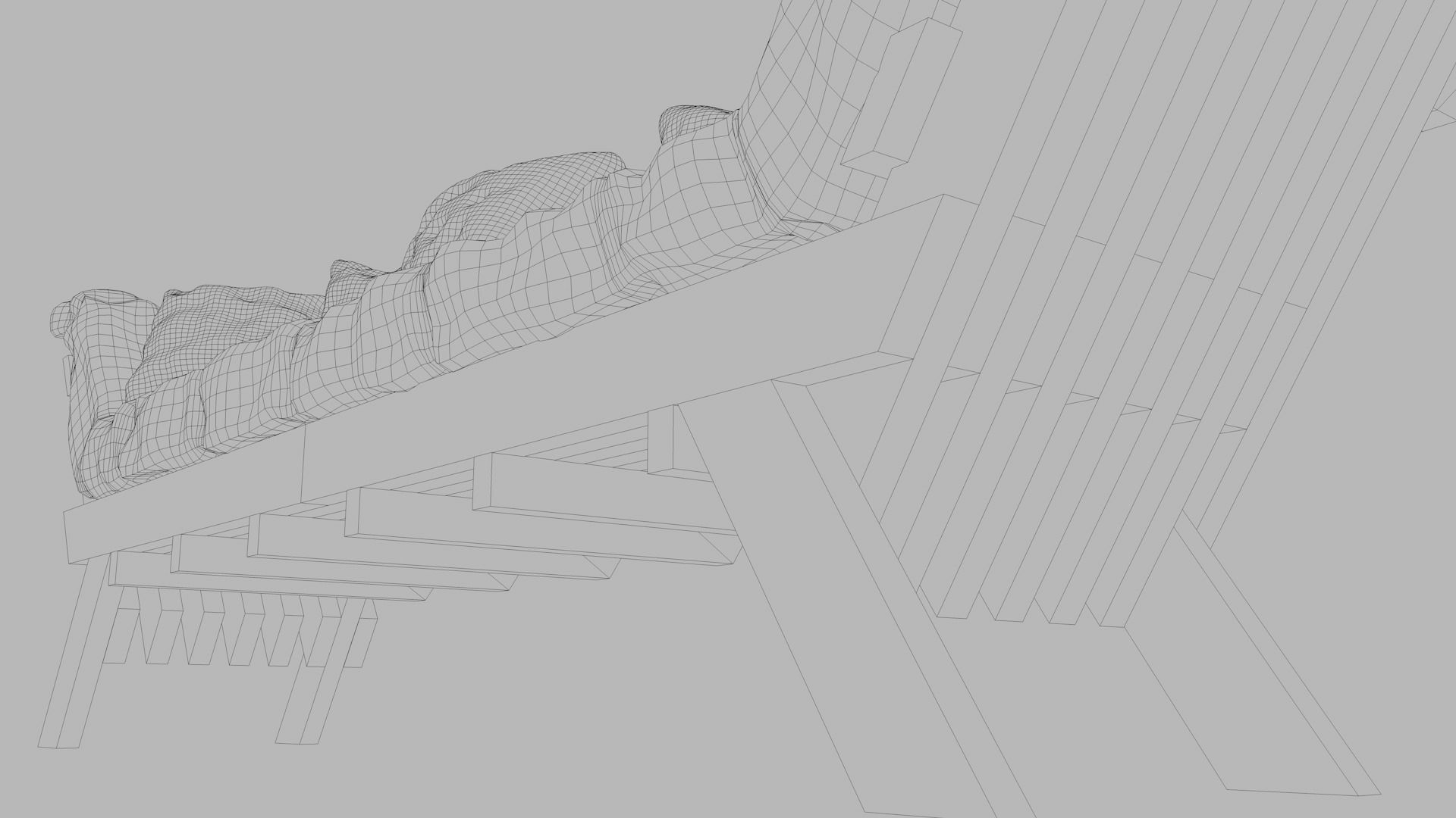 Sofas bed made from wooden pallets Low-poly 3D model_14