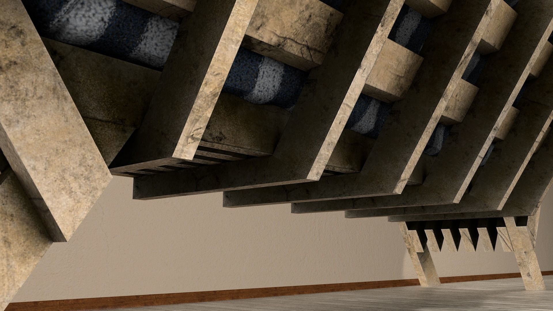 Sofas bed made from wooden pallets Low-poly 3D model_37