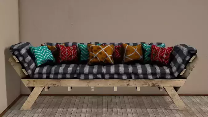 Sofas bed made from wooden pallets