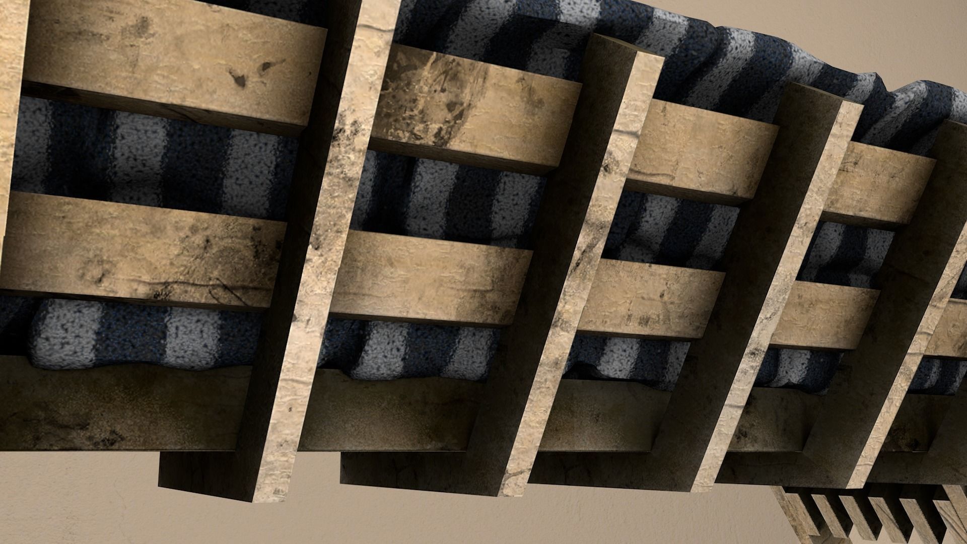 Sofas bed made from wooden pallets Low-poly 3D model_27