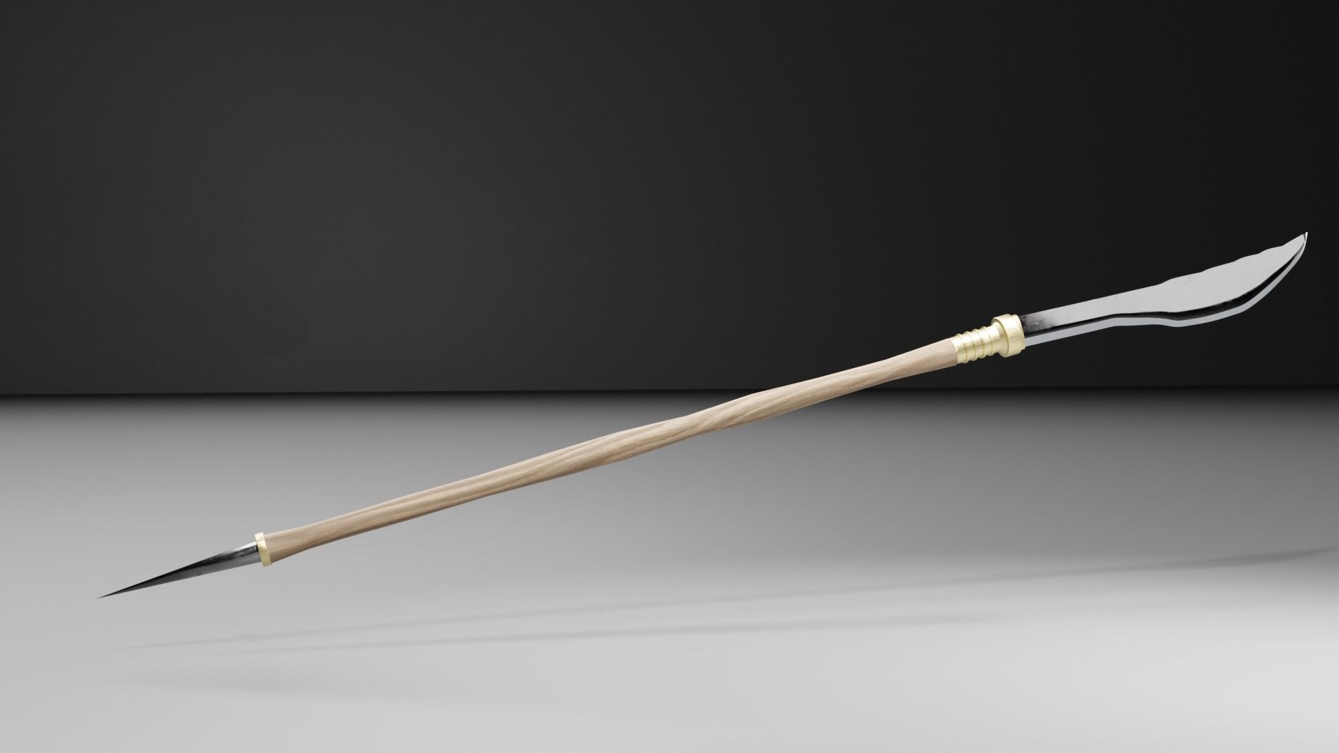 Arbir halberd - Wooden Spear Low-poly 3D model_1