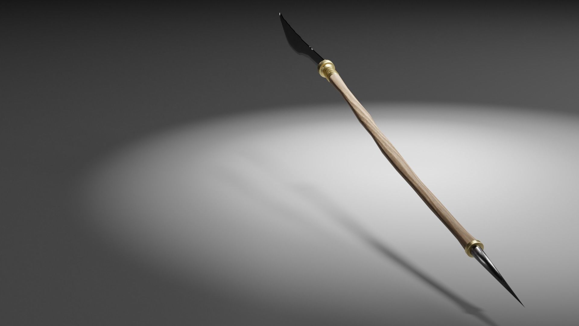 Arbir halberd - Wooden Spear Low-poly 3D model_2