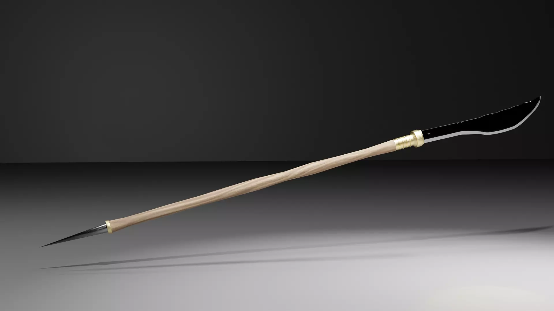 Arbir halberd - Wooden Spear Low-poly 3D model_0