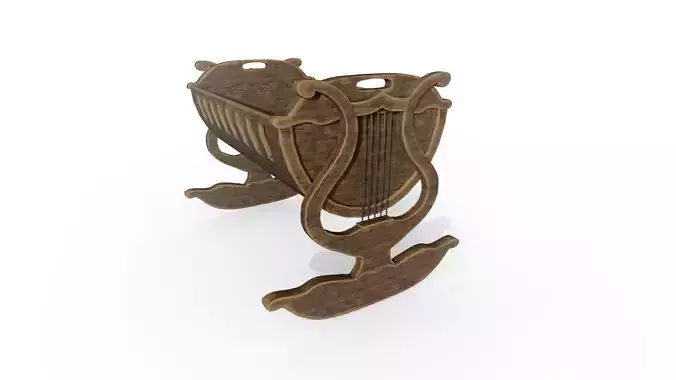 Stylized cradle for children bed PBR game ready Low-poly 3D model