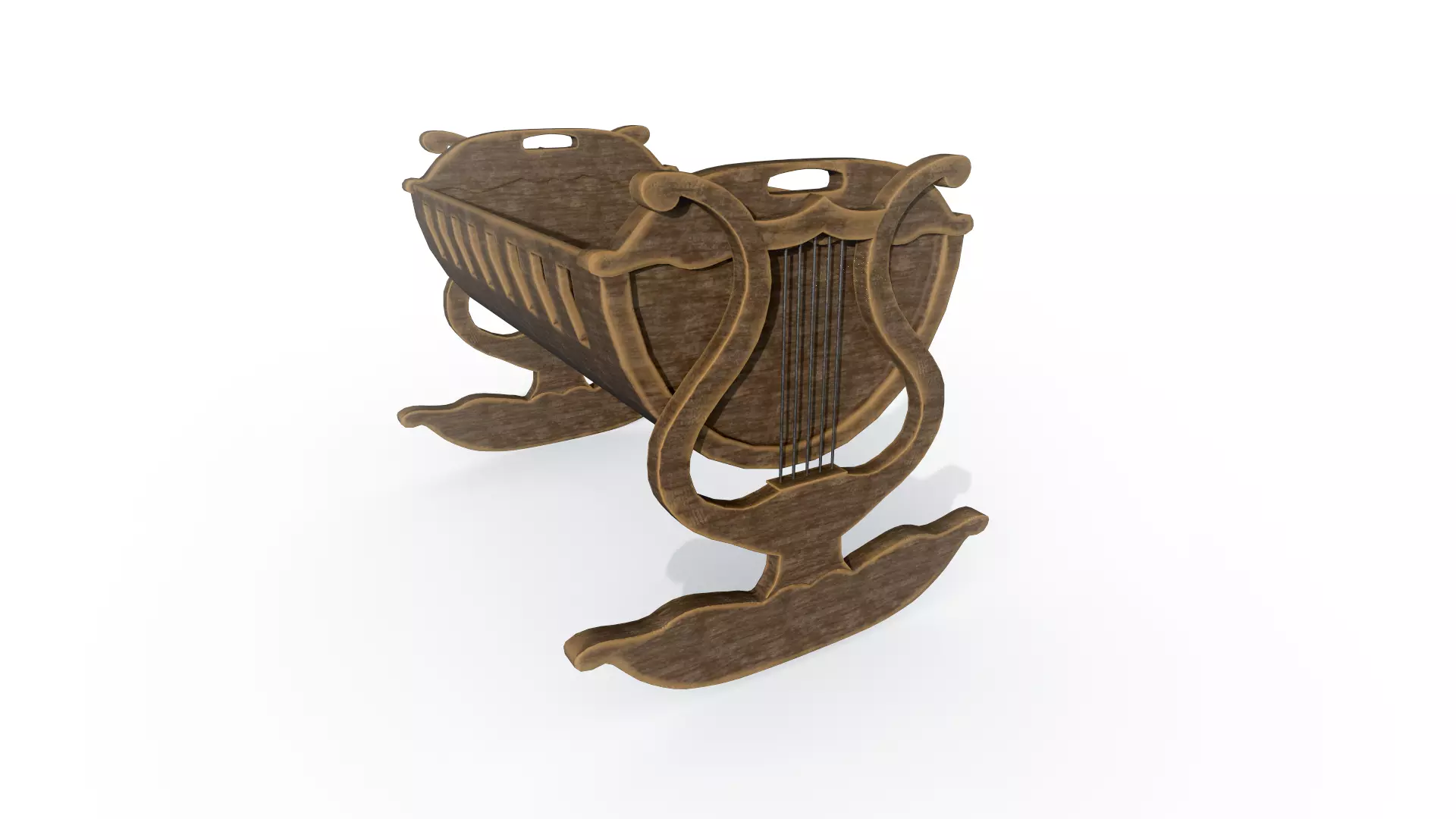 Stylized cradle for children bed PBR game ready Low-poly 3D model