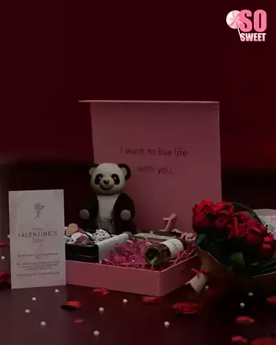 Valentines Day Surprise Box and Personalized Message 3D model
