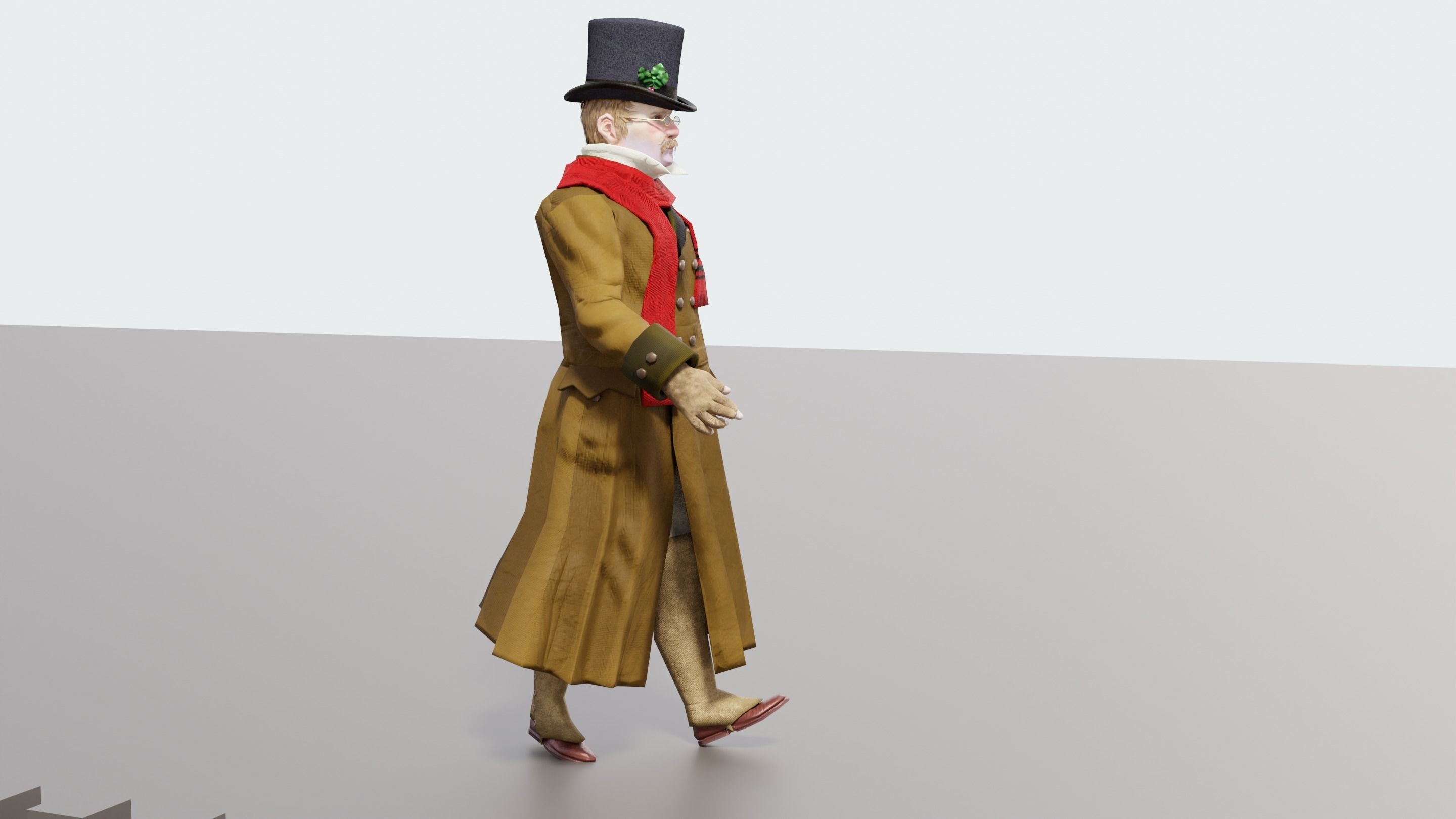 Victorian Man BLENDER - five in one Low Poly Low-poly 3D model_38
