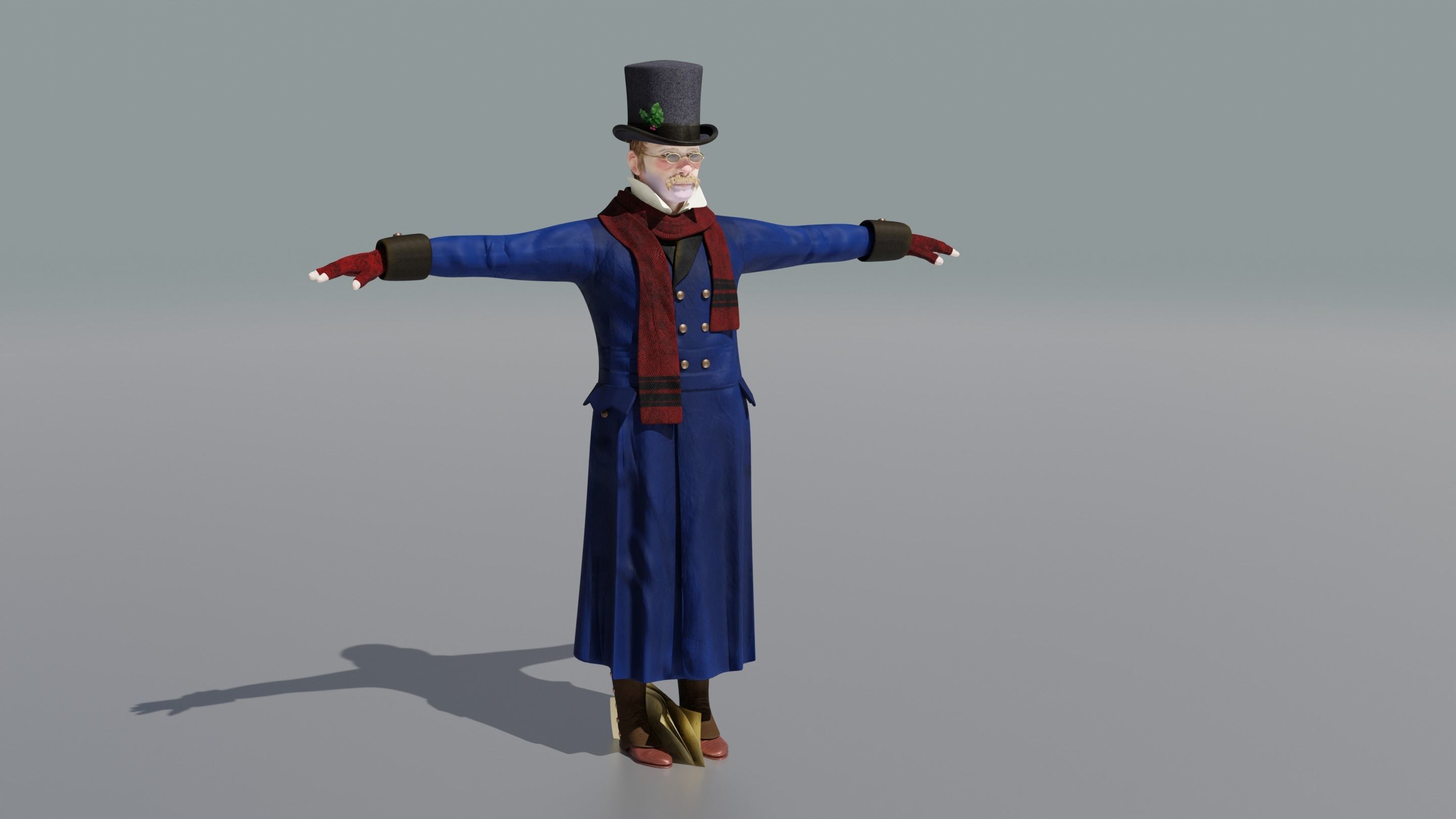 Victorian Man BLENDER - five in one Low Poly Low-poly 3D model_8