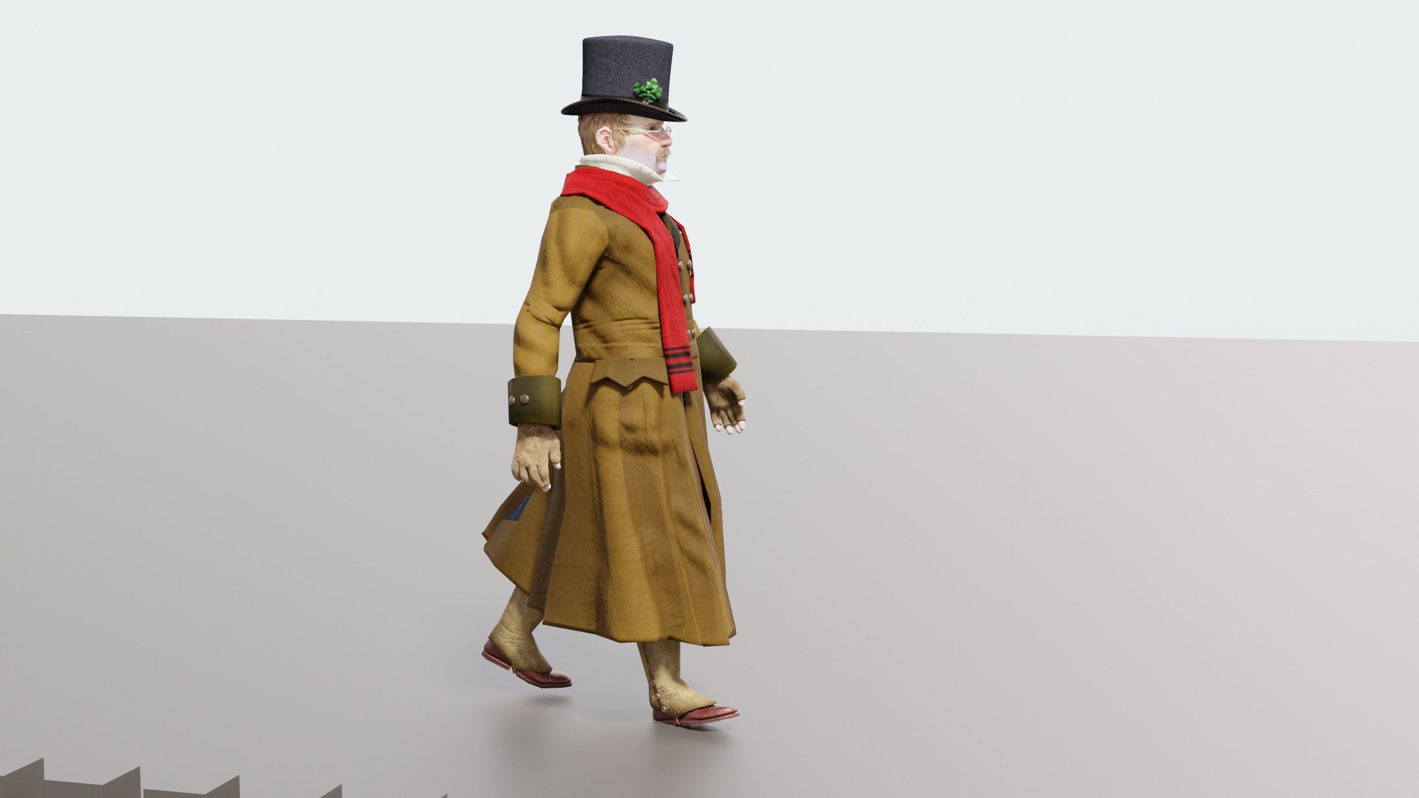 Victorian Man BLENDER - five in one Low Poly Low-poly 3D model_37
