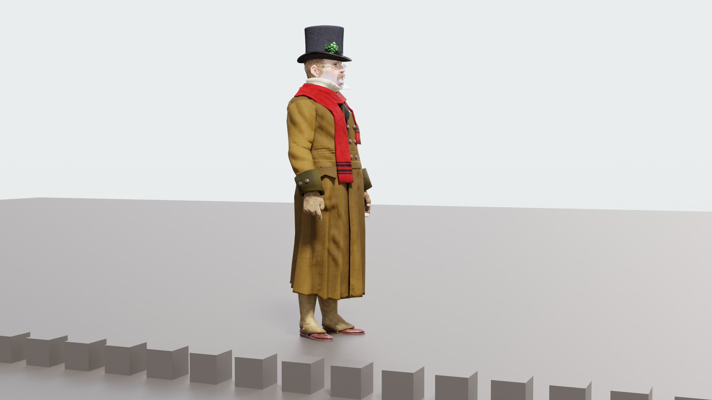 Victorian Man BLENDER - five in one Low Poly Low-poly 3D model_35
