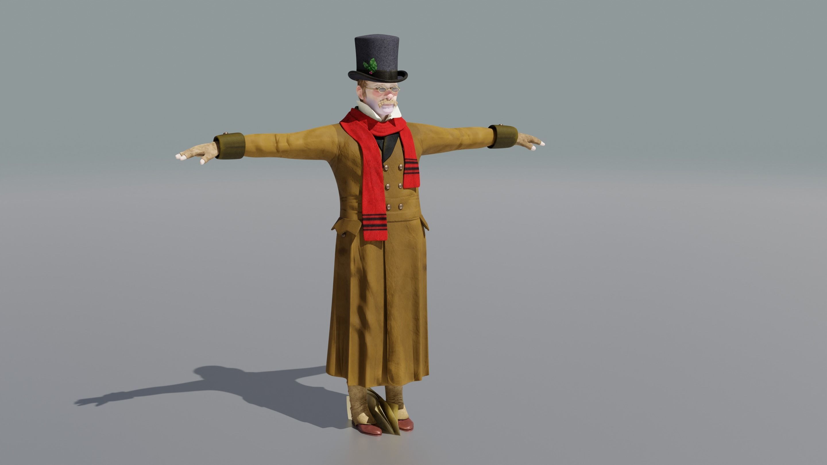 Victorian Man BLENDER - five in one Low Poly Low-poly 3D model_7