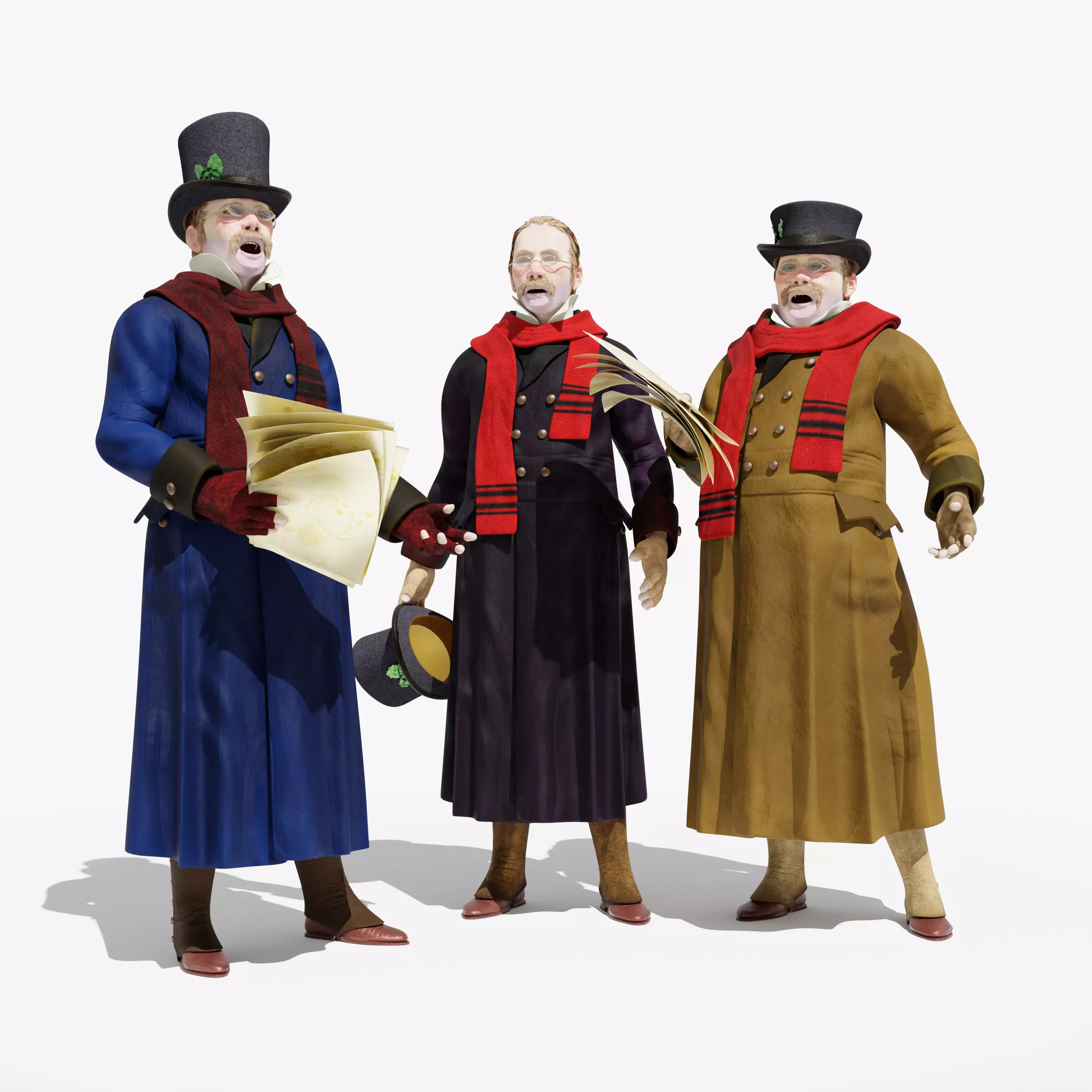 Victorian Man BLENDER - five in one Low Poly Low-poly 3D model_0