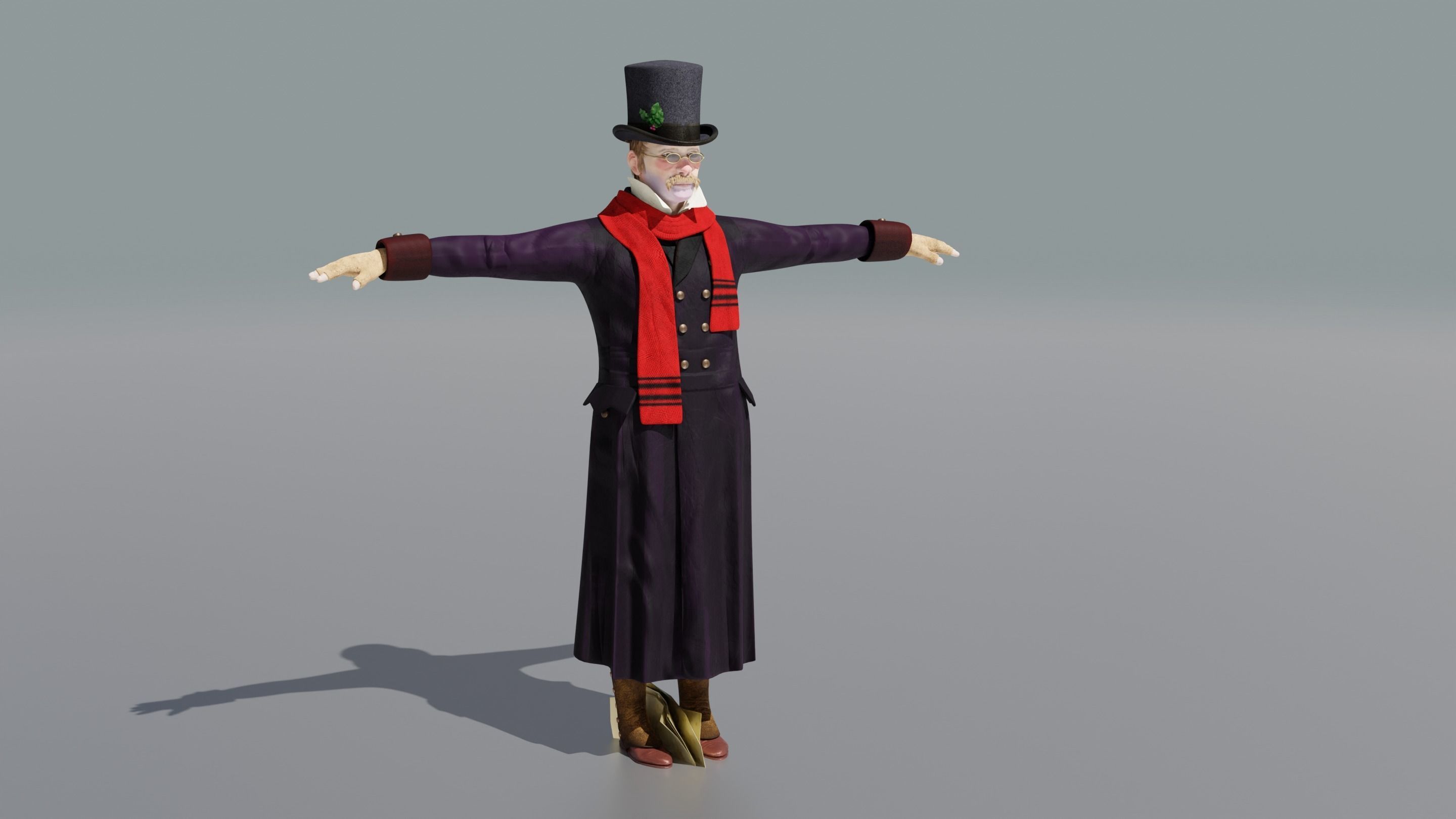 Victorian Man BLENDER - five in one Low Poly Low-poly 3D model_9