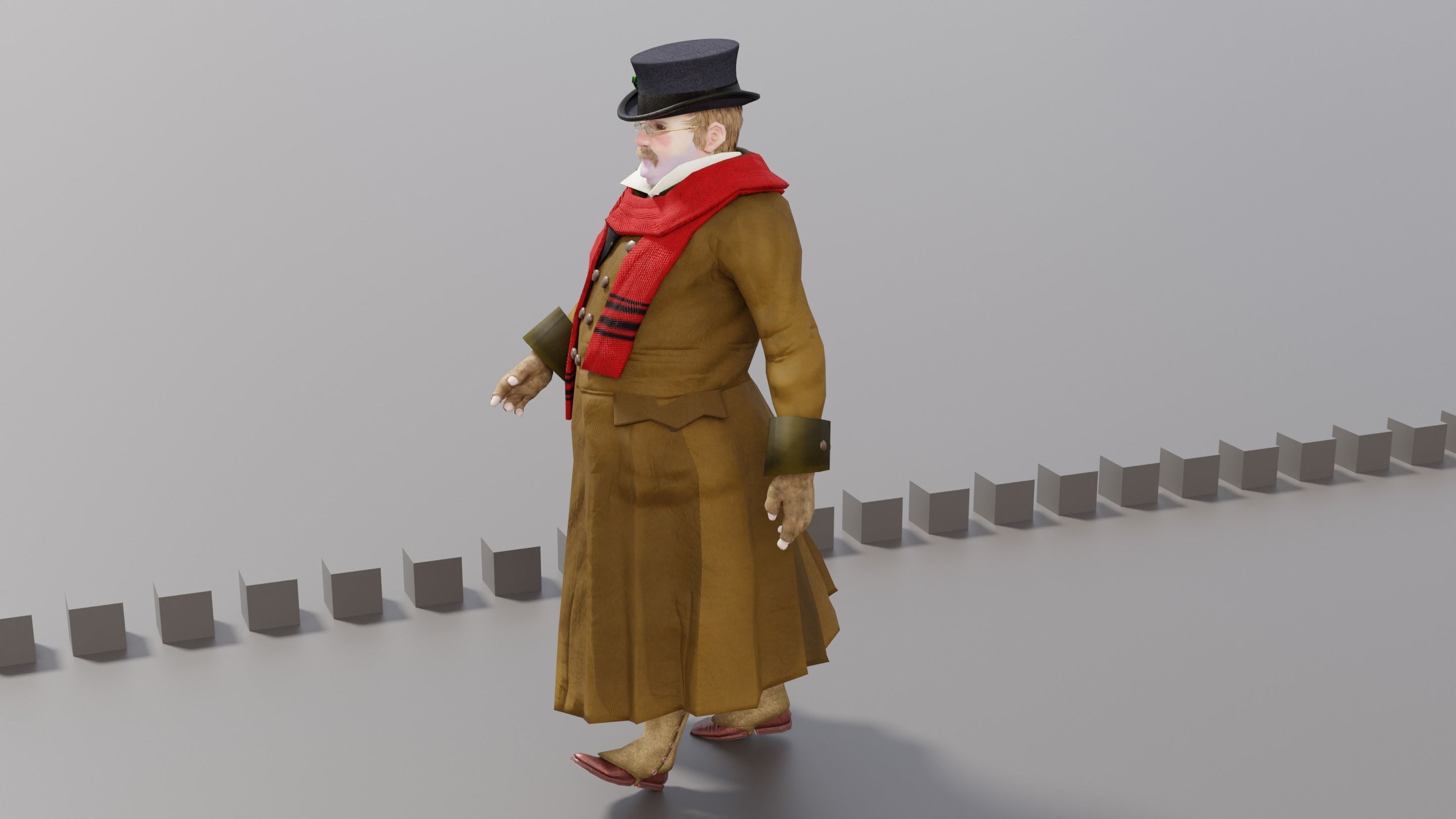 Victorian Man BLENDER - five in one Low Poly Low-poly 3D model_24