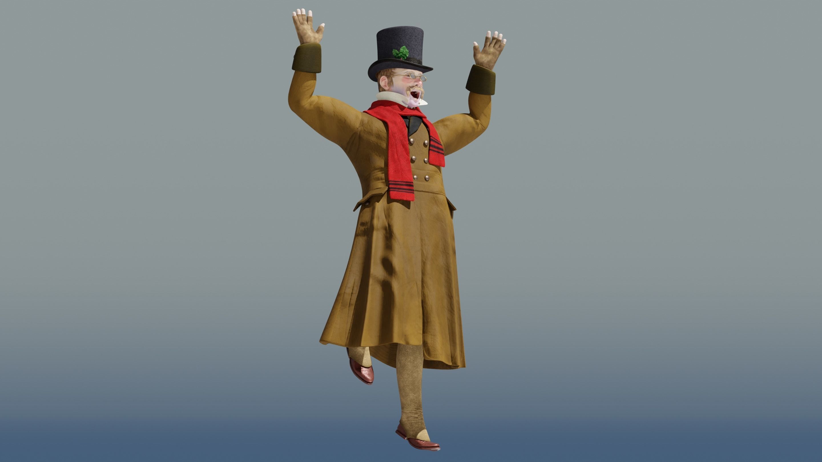 Victorian Man BLENDER - five in one Low Poly Low-poly 3D model_32