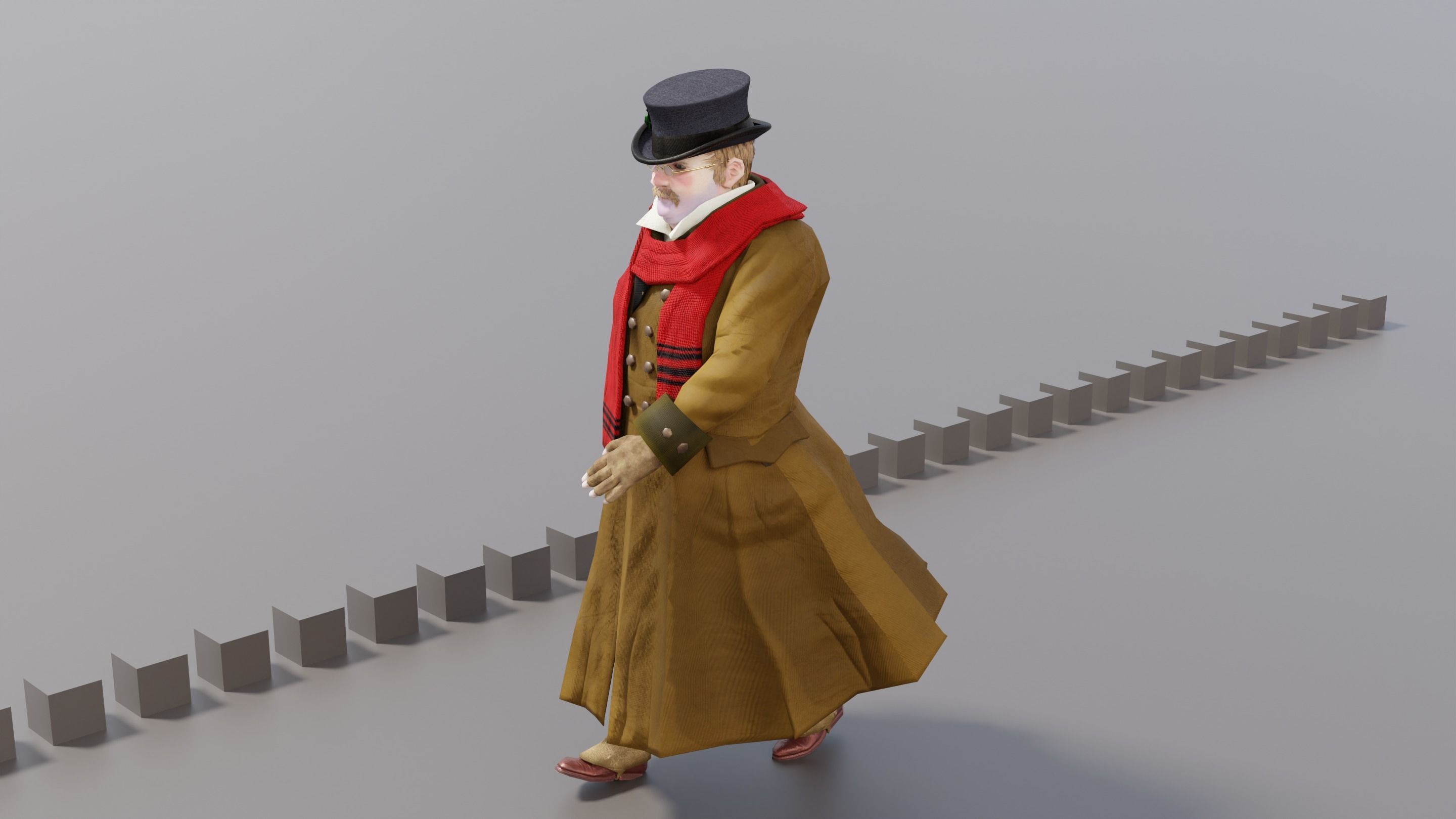 Victorian Man BLENDER - five in one Low Poly Low-poly 3D model_23