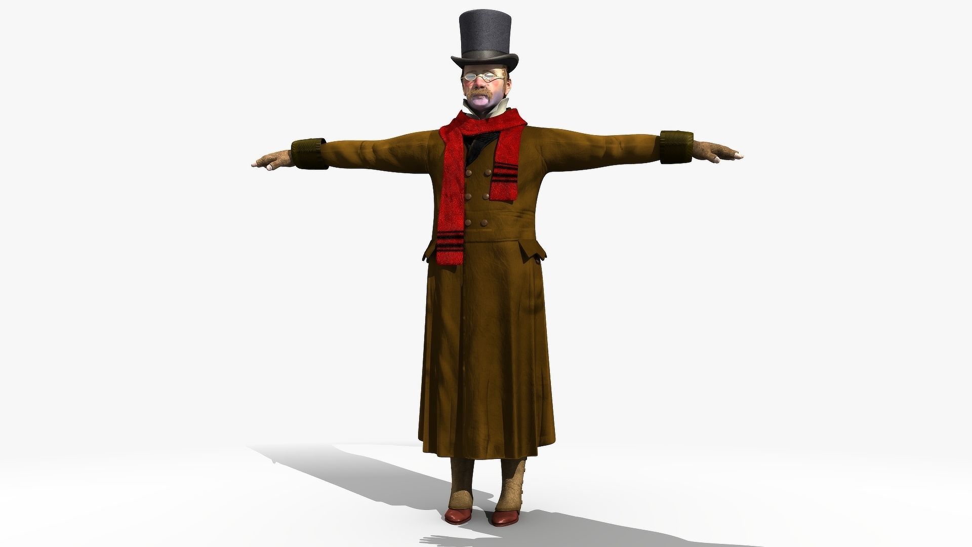 Victorian Man BLENDER - five in one Low Poly Low-poly 3D model_16