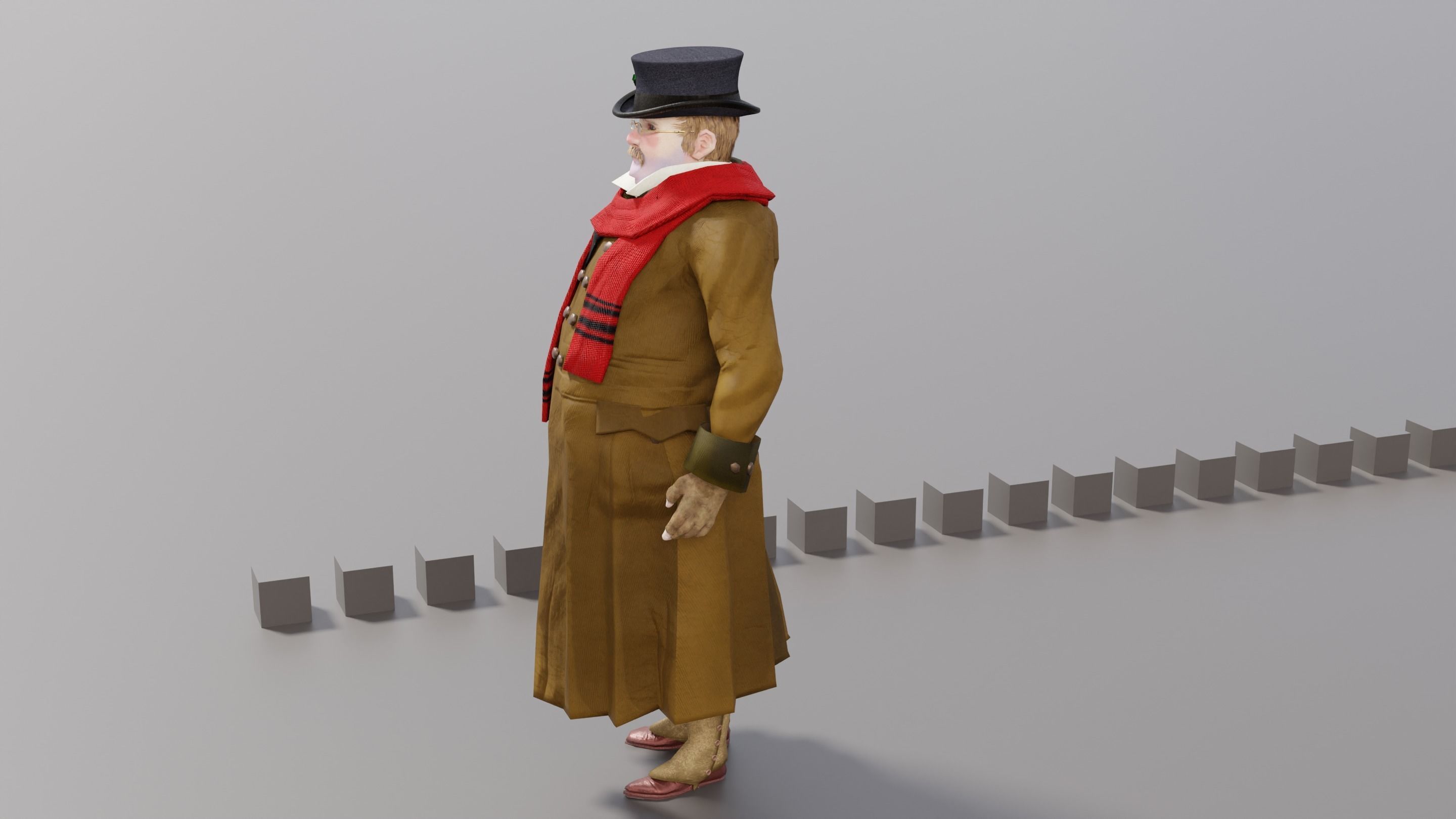 Victorian Man BLENDER - five in one Low Poly Low-poly 3D model_25