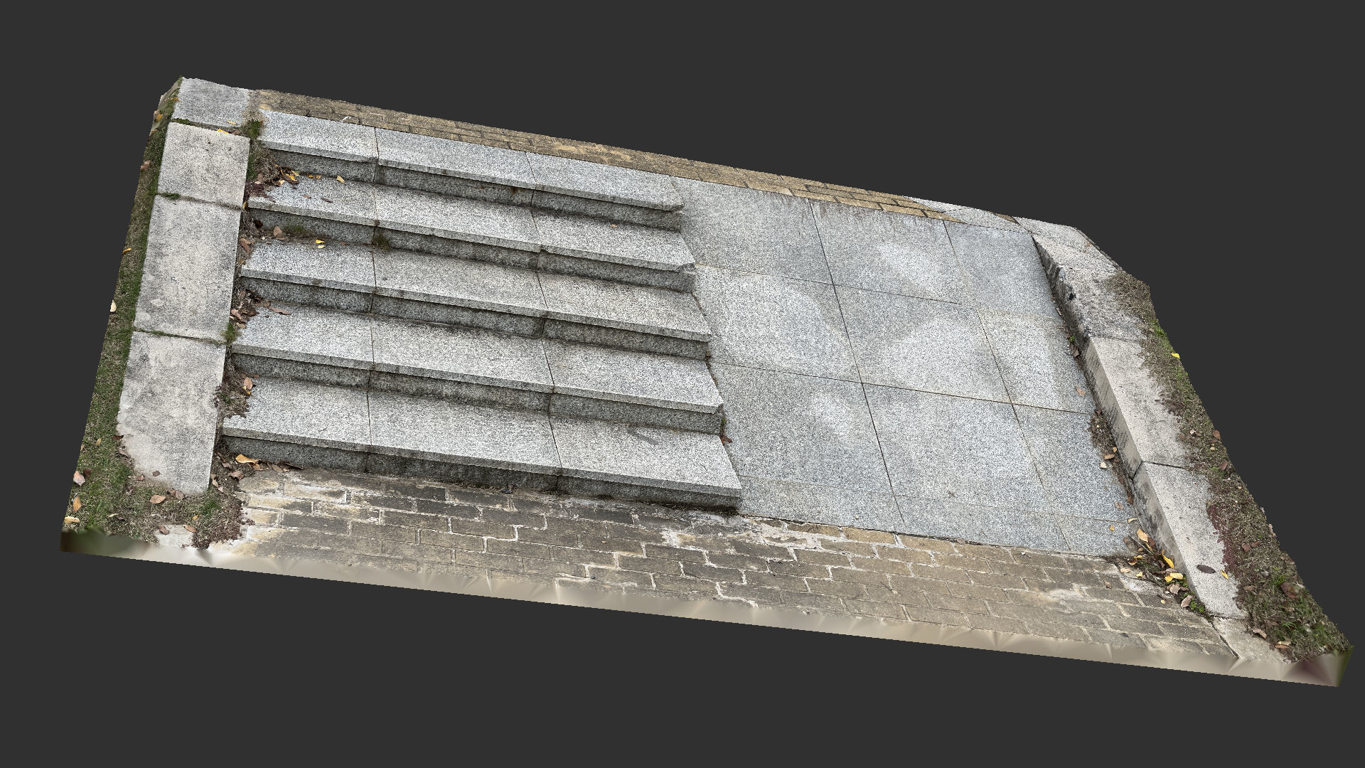 Steps with leaves in the park 3d scan 3D model_5
