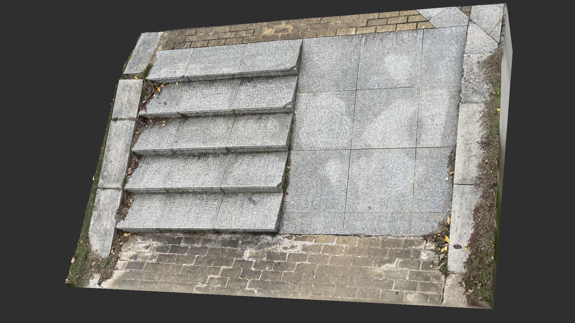 Steps with leaves in the park 3d scan 3D model_4