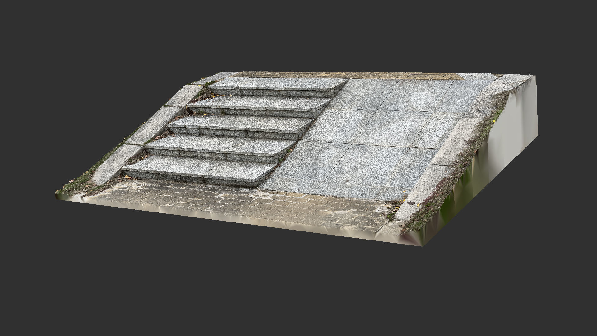 Steps with leaves in the park 3d scan 3D model_11